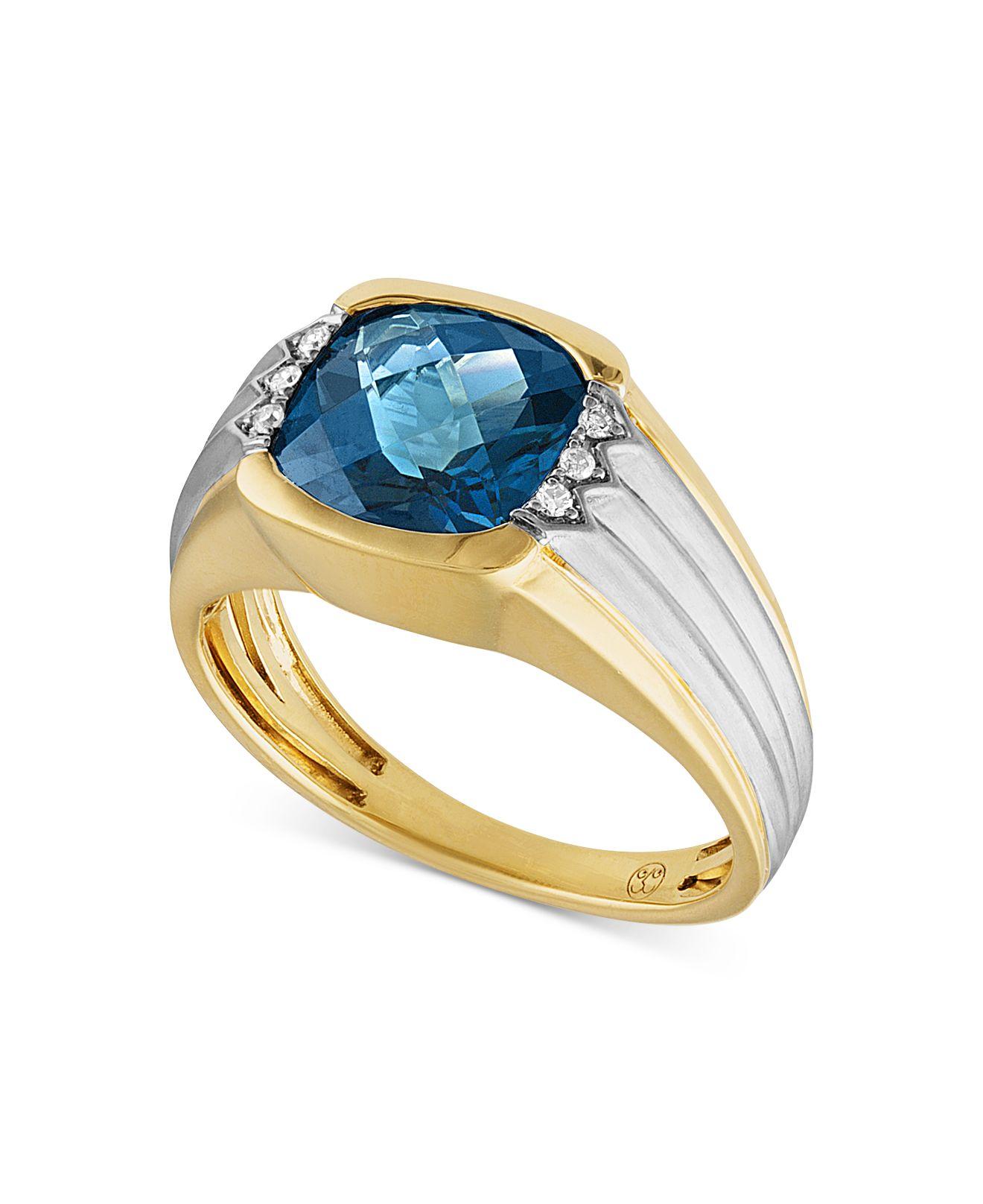Macy's London Blue Topaz (4-1/4 Ct. T.w.) & Diamond Accent Ring In 10k ...