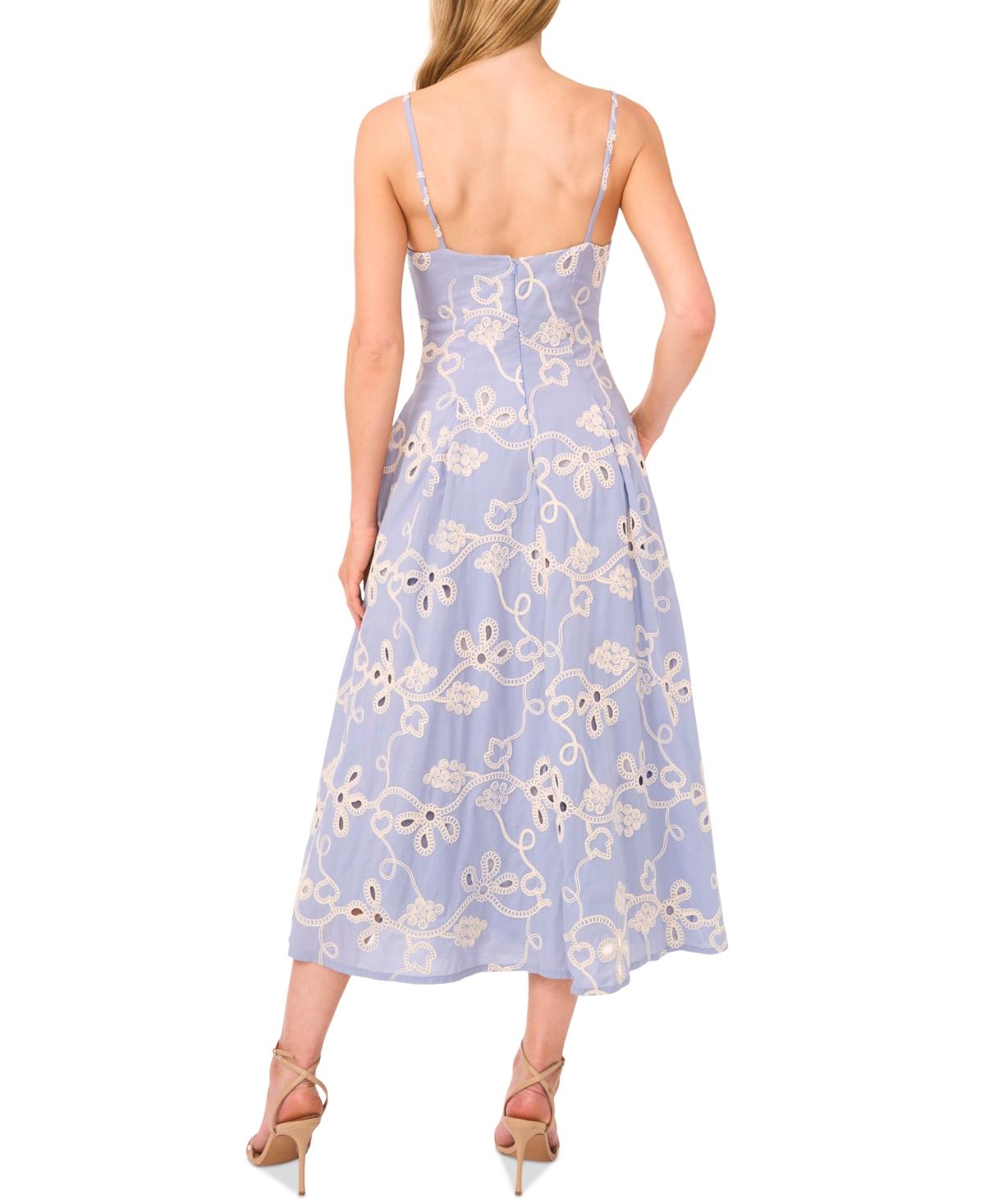 Cece Maxi A-line Embroidered Dress in Purple
