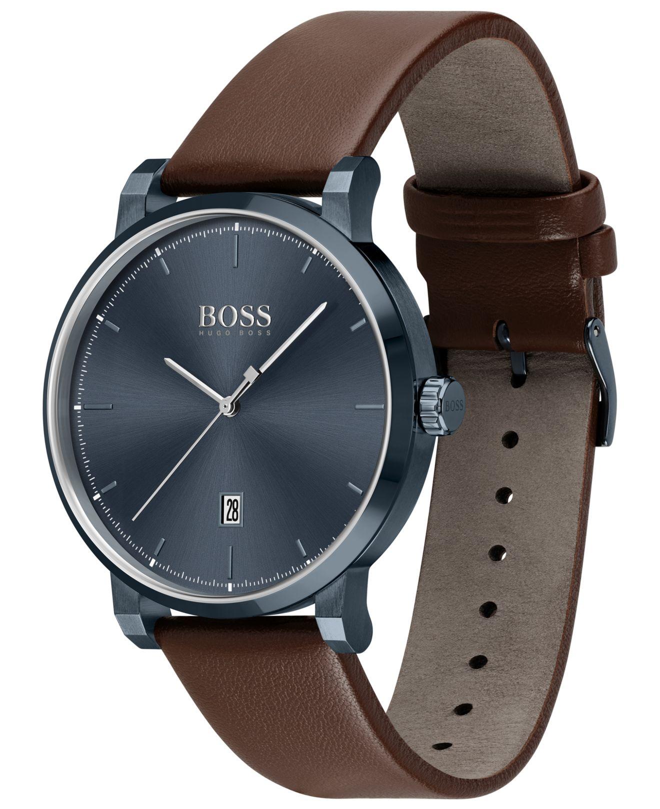 boss leather watch