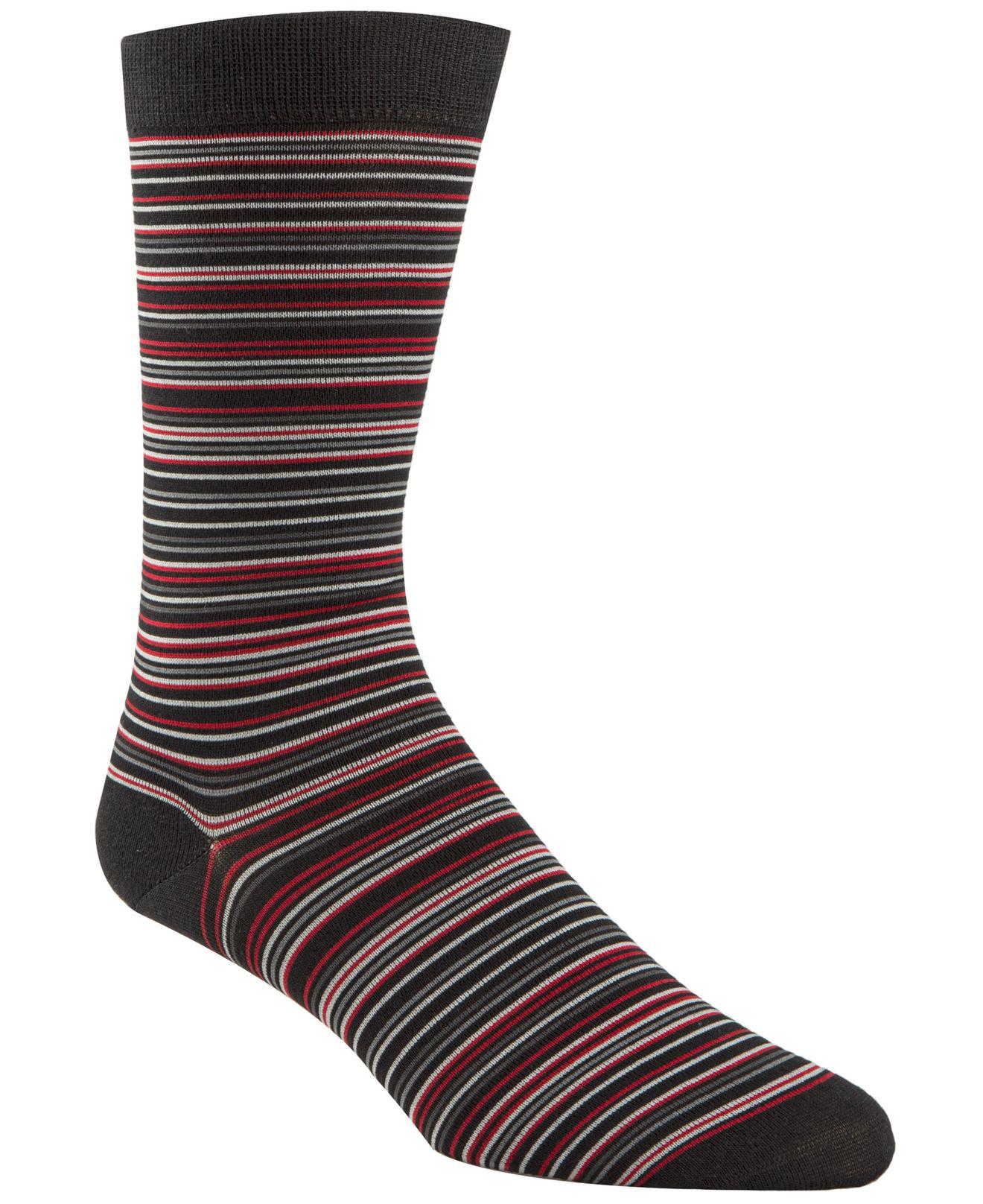 Cole Haan Synthetic Multi Stripe Crew Socks in Black for Men - Lyst