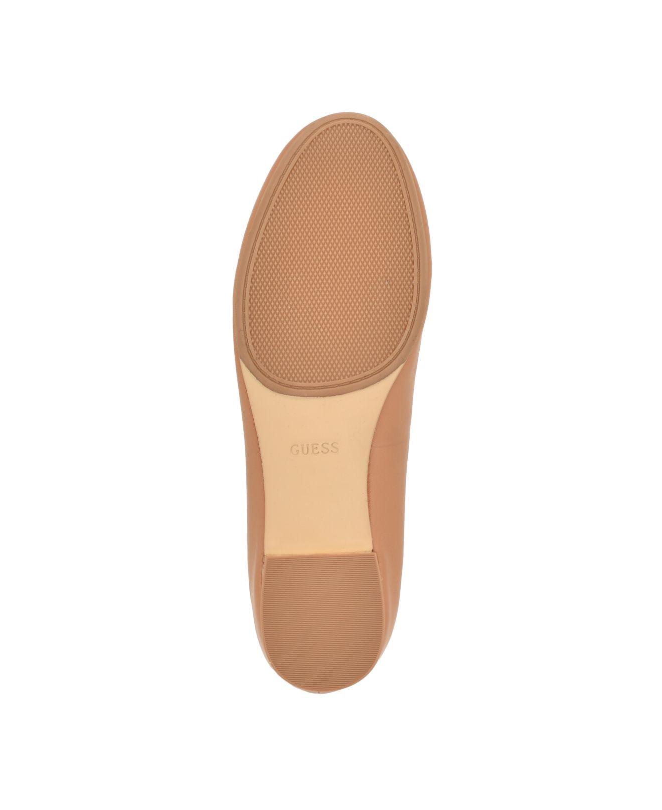 Guess Miffyh Elasticized Back Logo Ballet Flats in Brown | Lyst