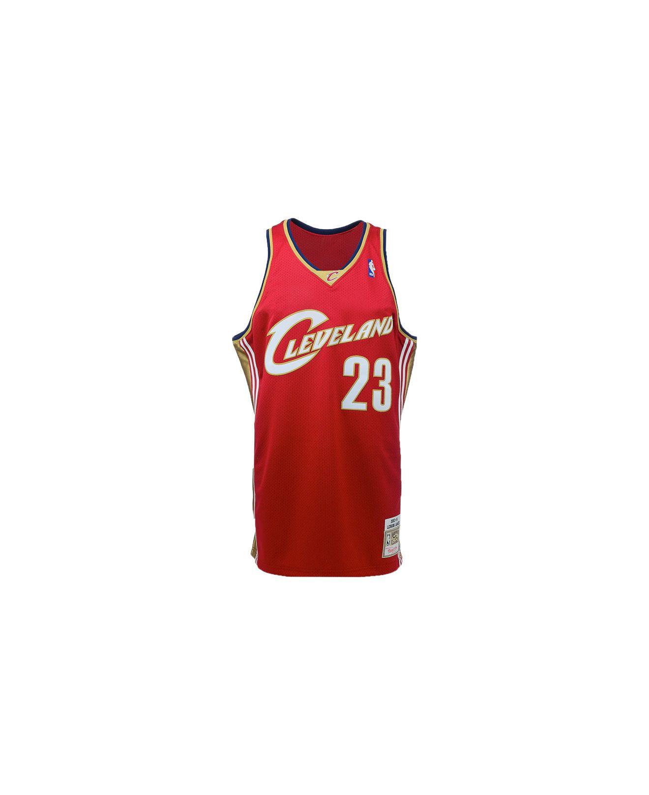 Mitchell & Ness Synthetic Cleveland Cavaliers Authentic Jersey - Lebron James in Maroon (Red