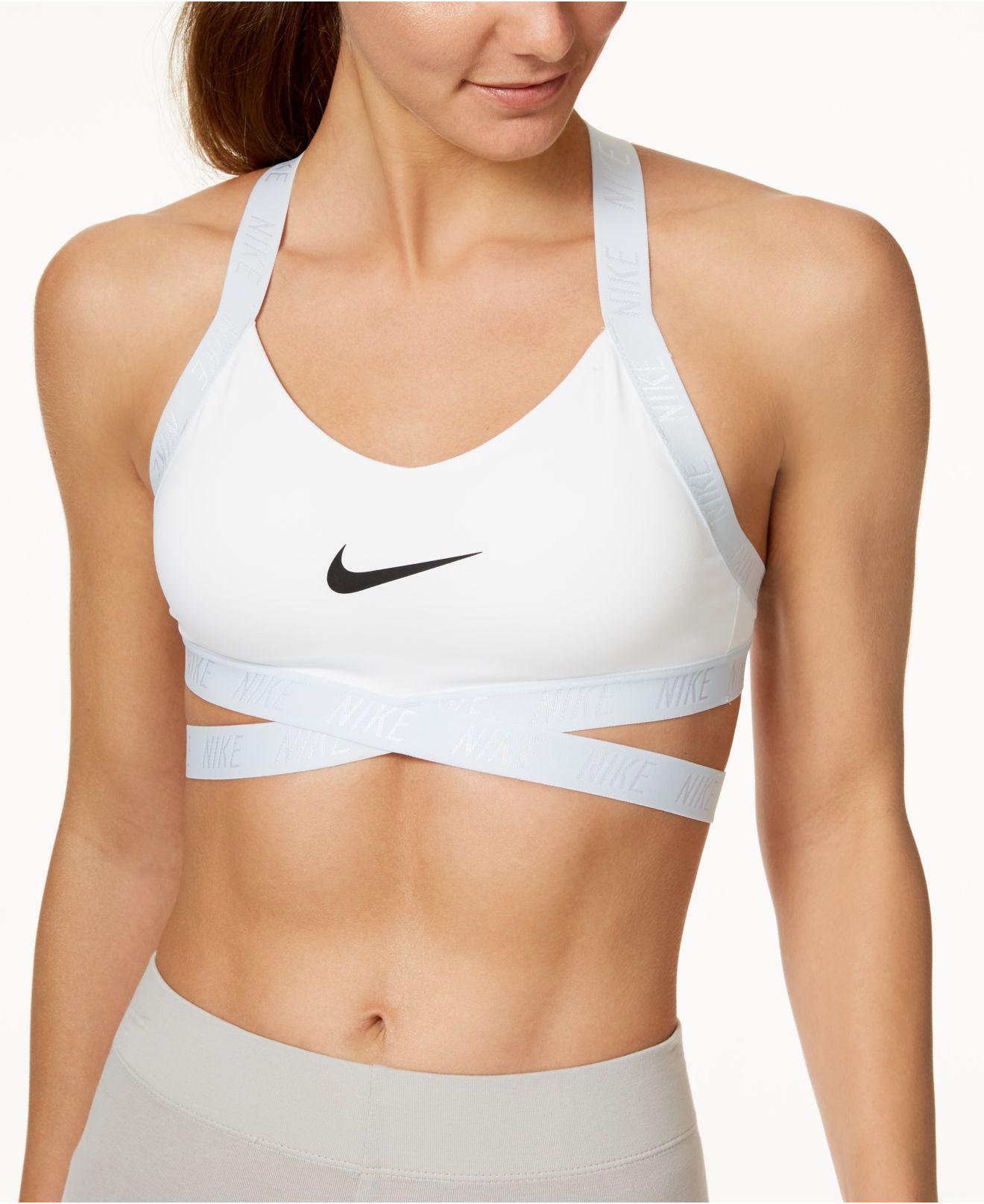 Nike Synthetic Indy Logo Bra in White | Lyst
