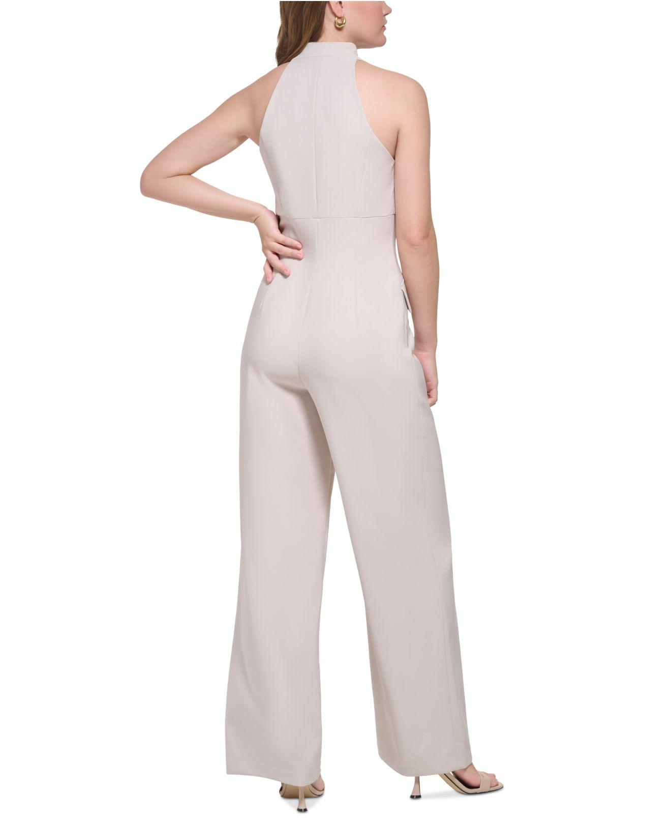 Calvin Klein X-fit Double-breasted Sleeveless Jumpsuit in White | Lyst