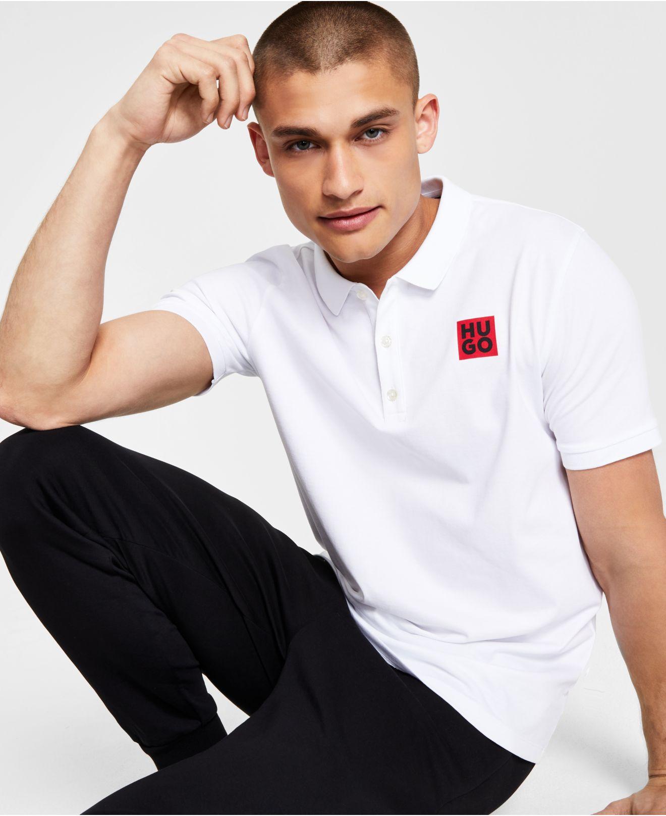 HUGO Daltorino Slim-fit Logo-print Polo Shirt in White for Men | Lyst