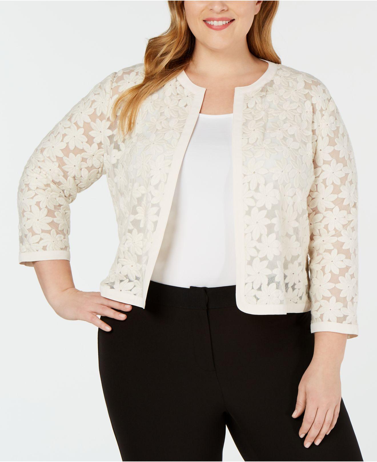 plus size embroidered cardigan