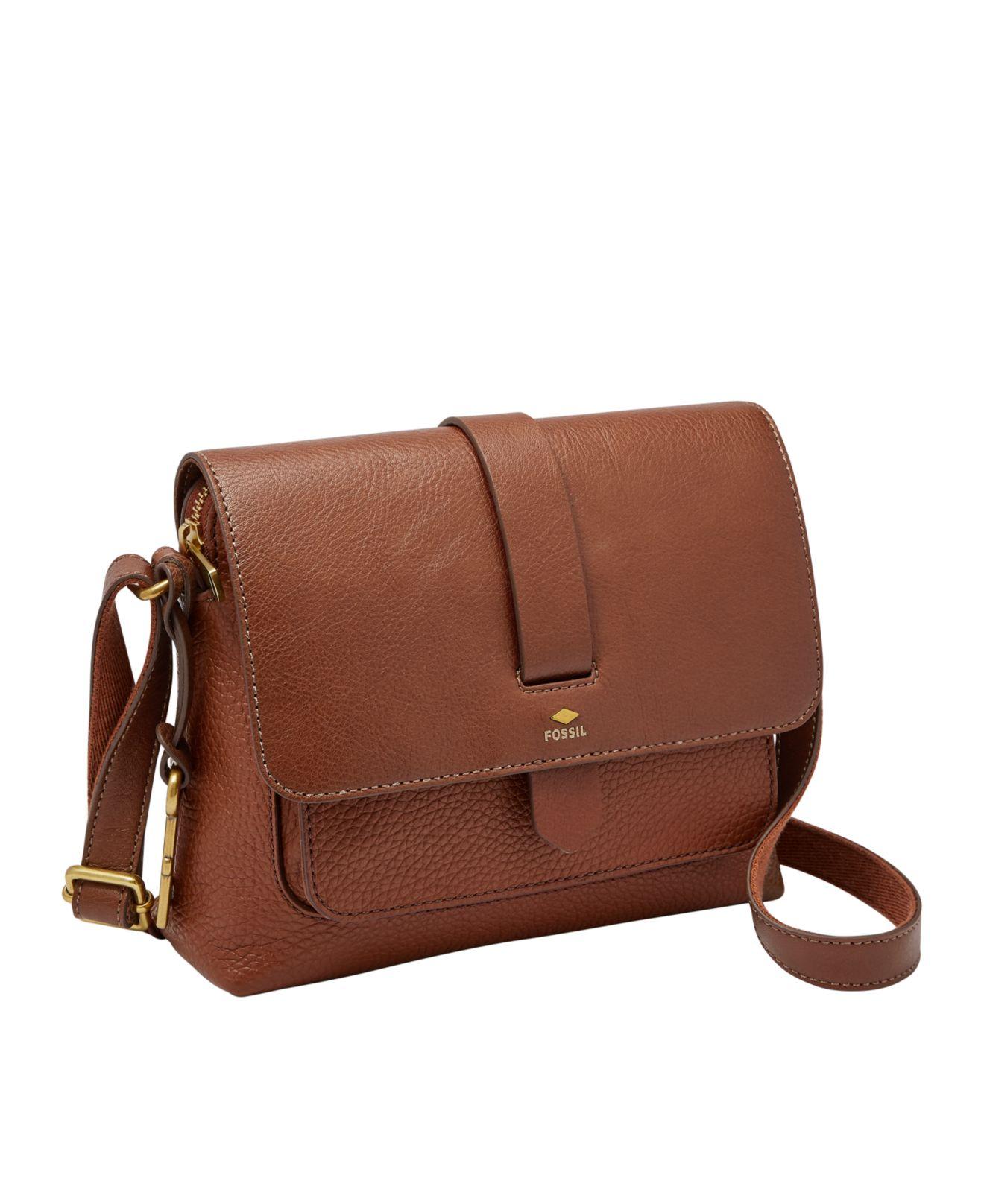 Fossil Kinley Small Leather Crossbody in Brown/Gold (Brown) - Lyst