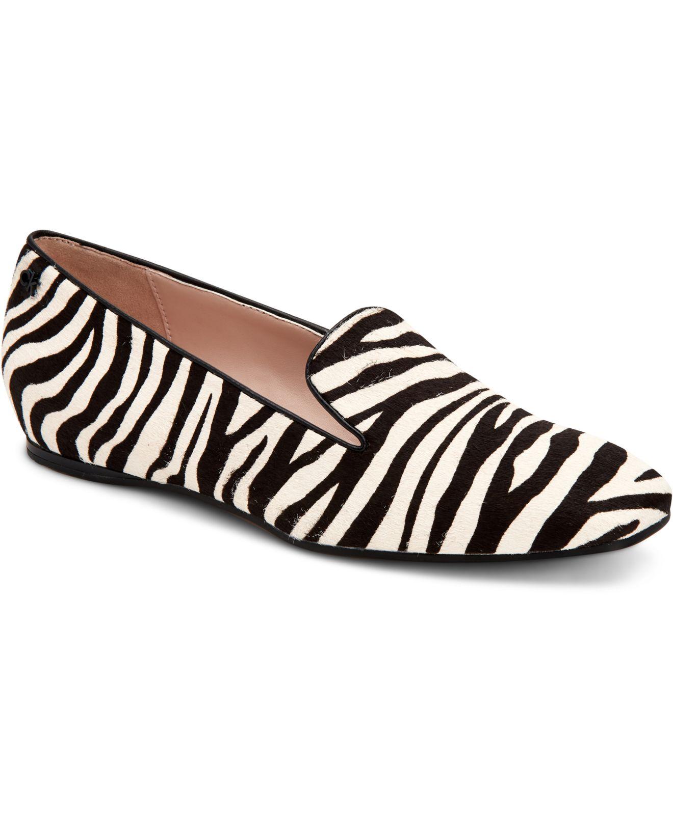Calvin Klein Hanna Zebraprint Calfhair Flats in Black Lyst