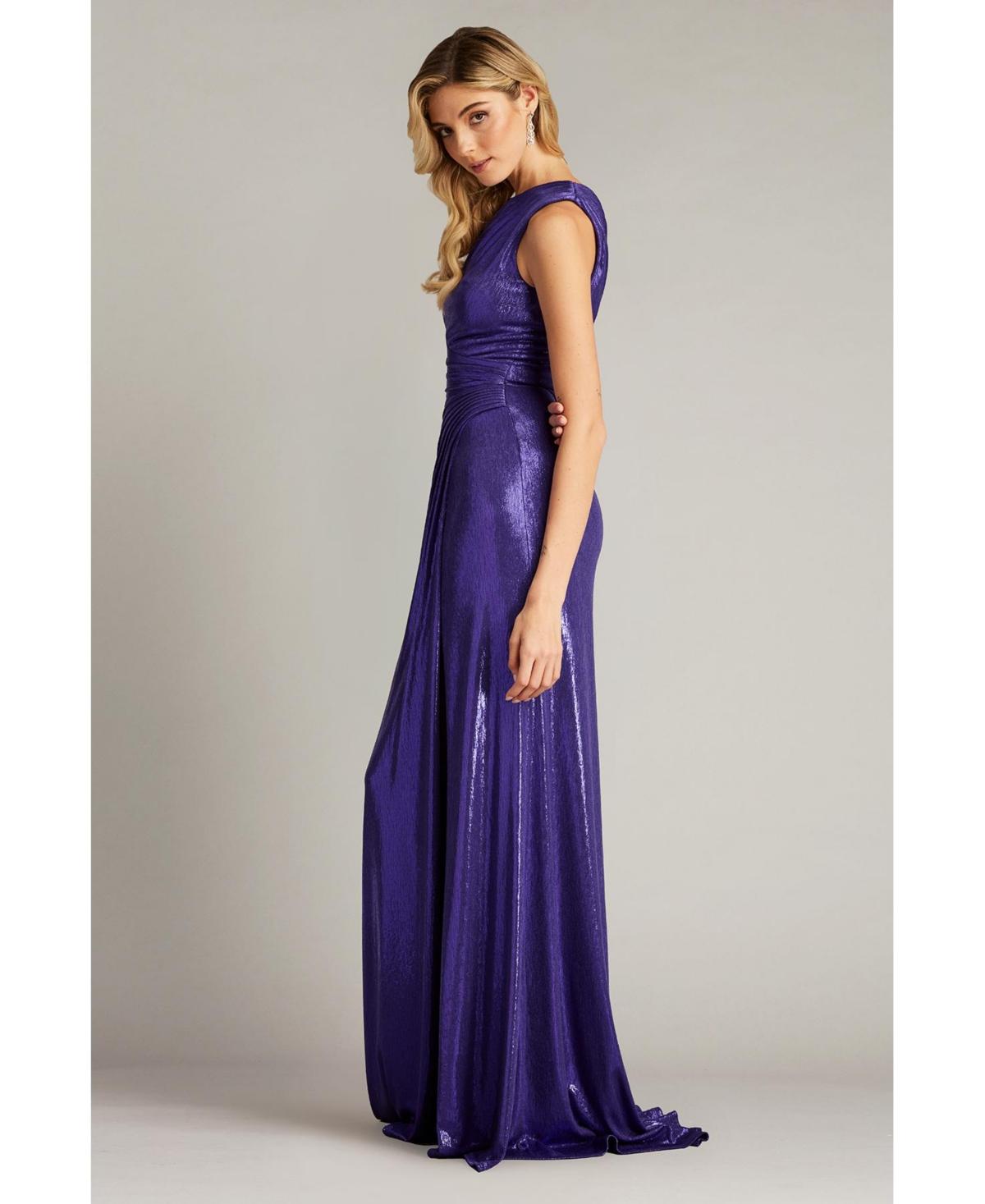 【Tadashi Shoji】Gaelia One Shoulder Draped llic Gown Tadashi Shoji Gaelia One Shoulder Draped Metallic Gown in