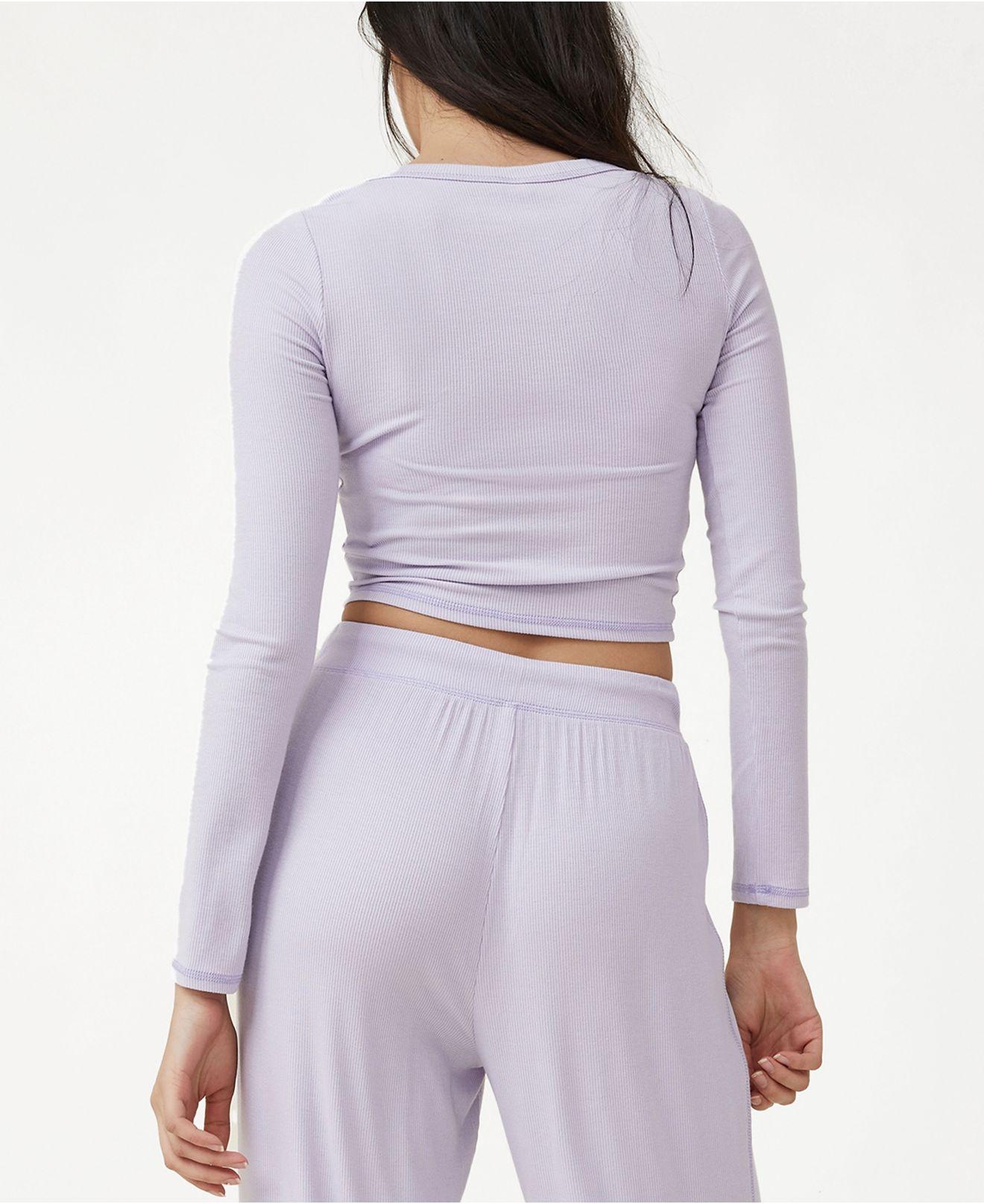 Cotton On Sleep Recovery Cropped Long Sleeve Top in Purple | Lyst