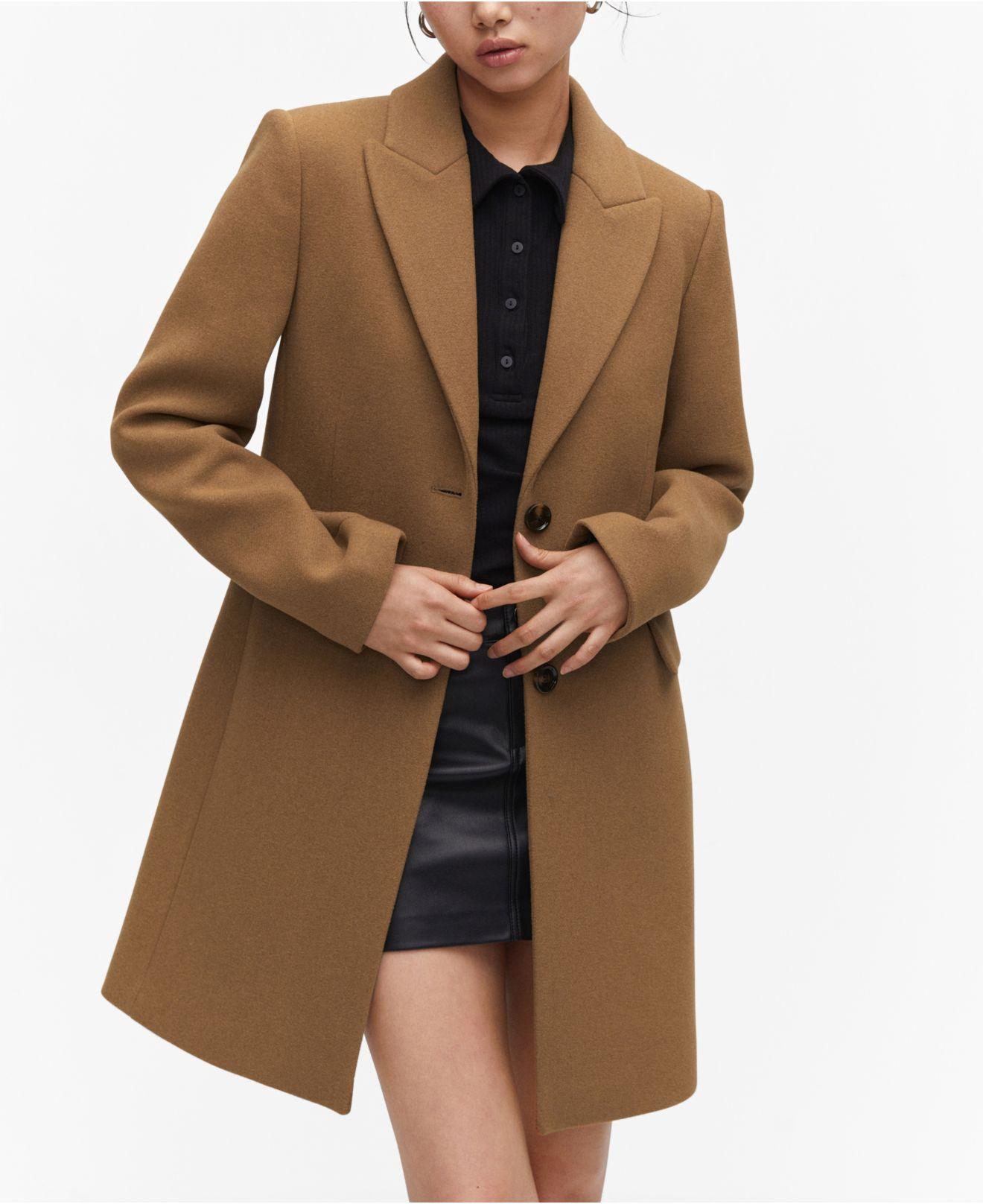 Mango Lapelled Straightcut Coat in Brown Lyst