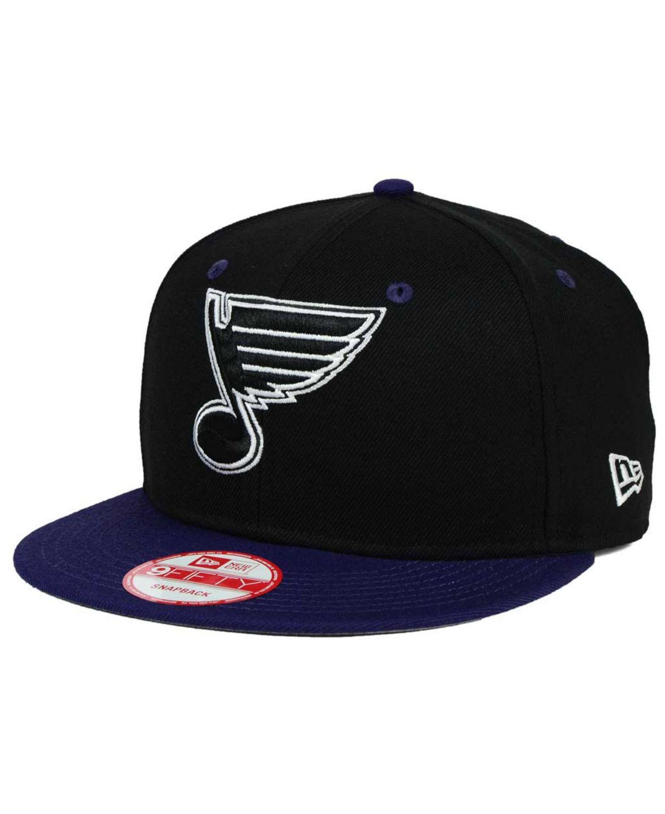 KTZ St. Louis Blues Black White Team Color 9fifty Snapback Cap for Men