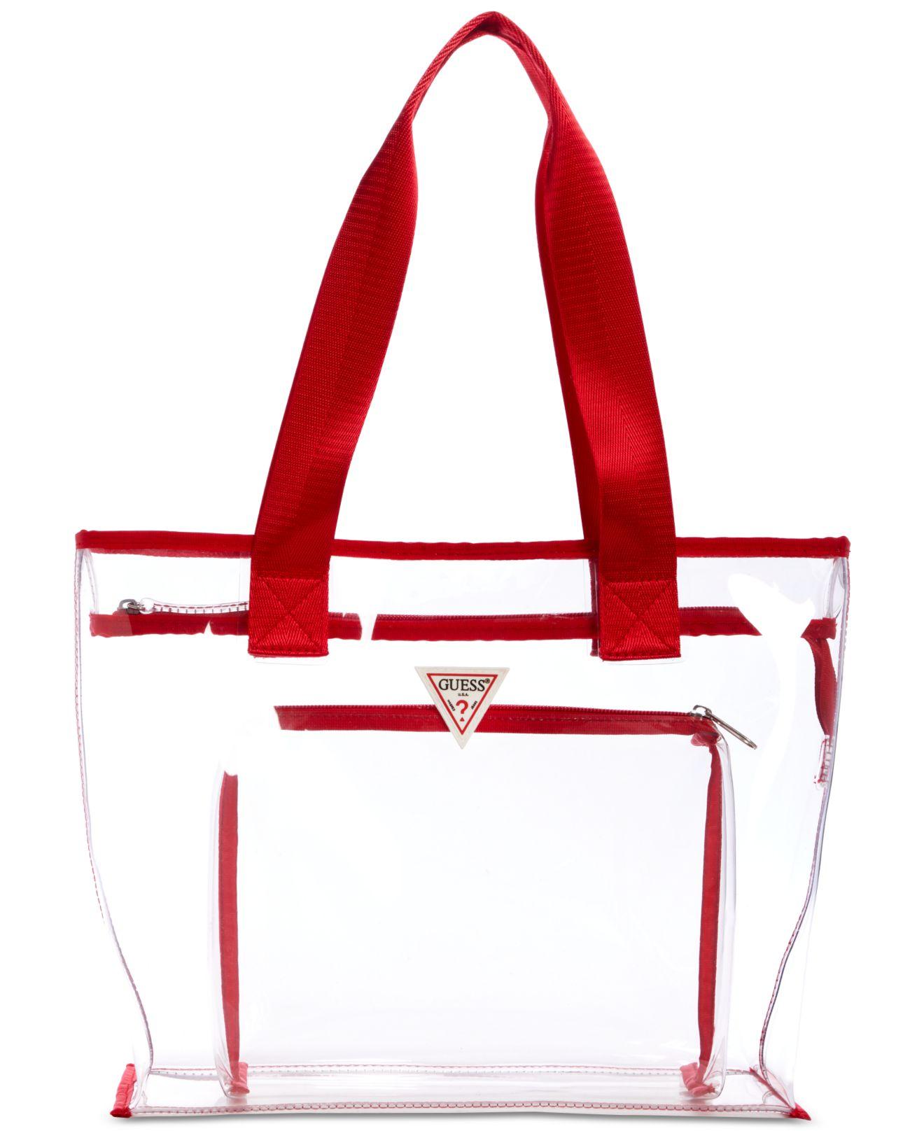 GUESS Tote Red Transparent Bag