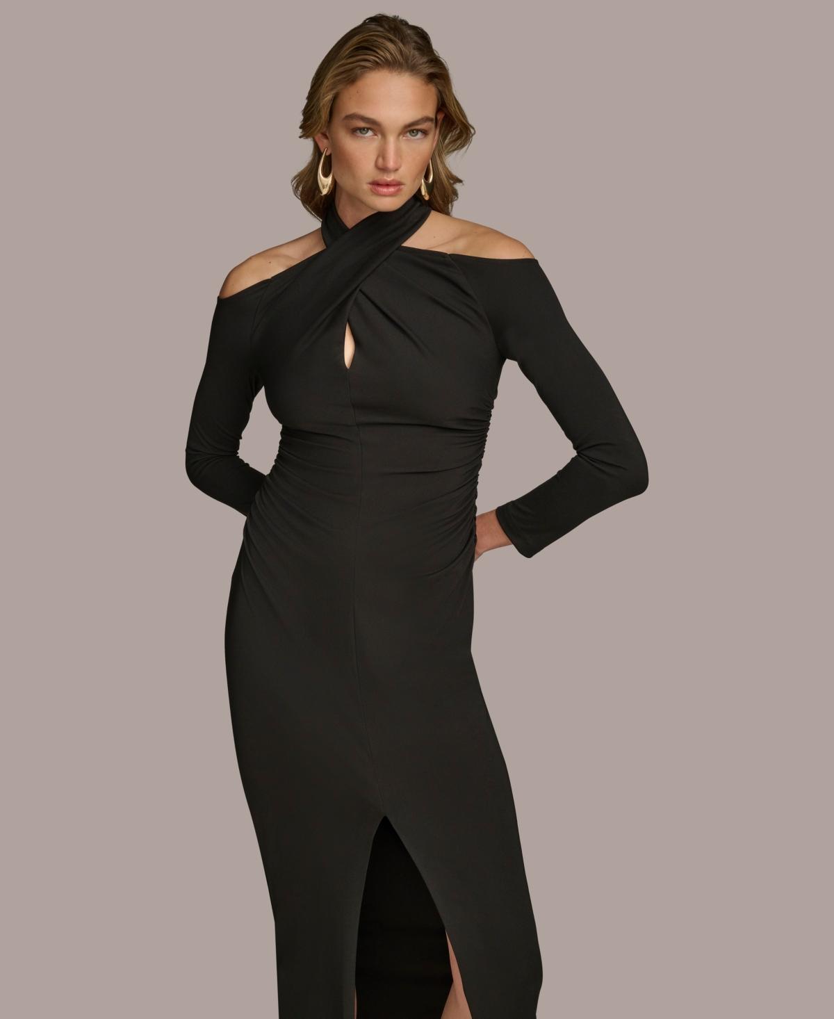 Donna Karan Cold shoulder Gown in Black Lyst