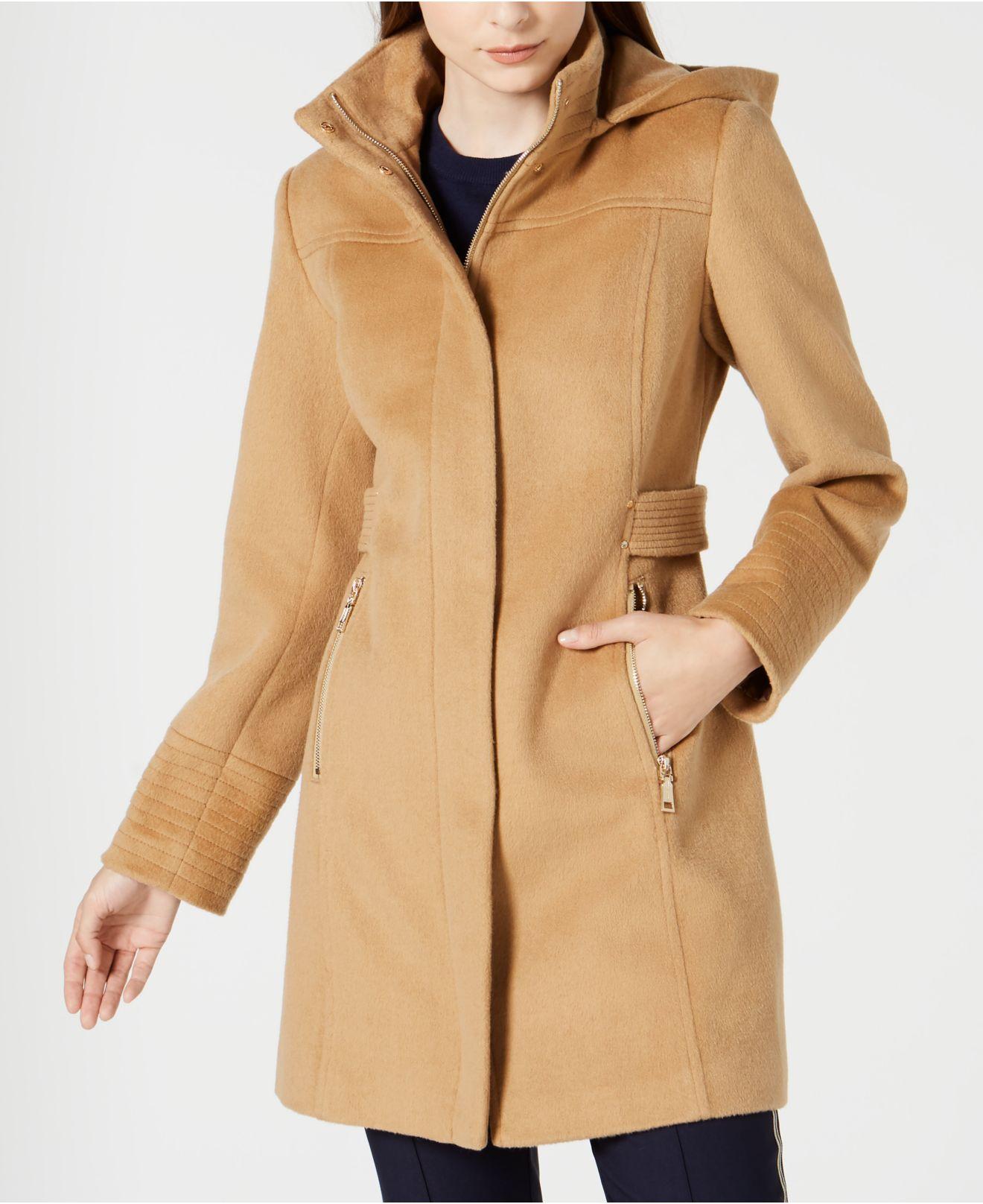 Vince Camuto Wool Hooded Walker Coat in Camel (Natural) - Lyst