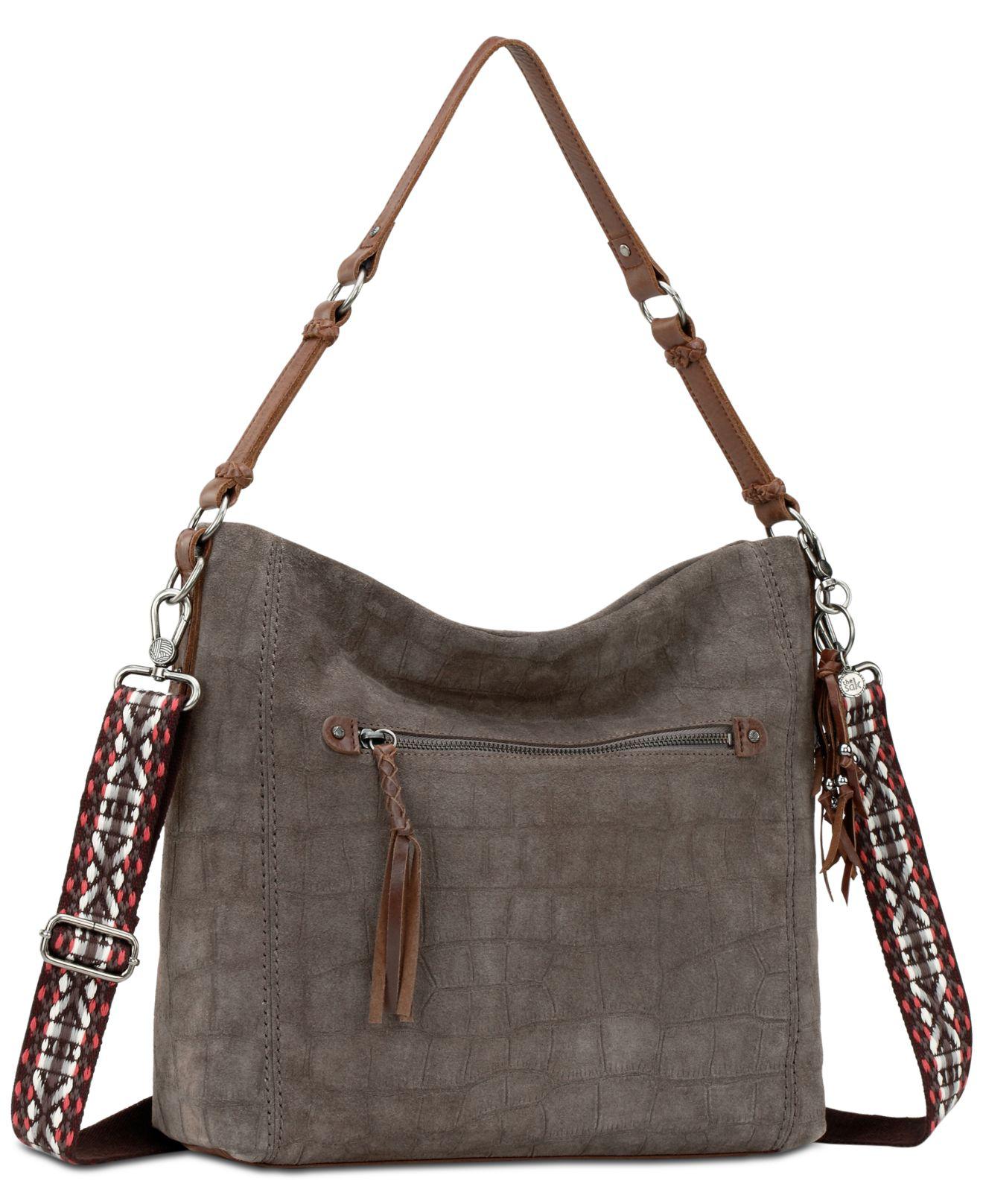 The Sak Ashland Croc embossed Hobo Bag in Gray Lyst