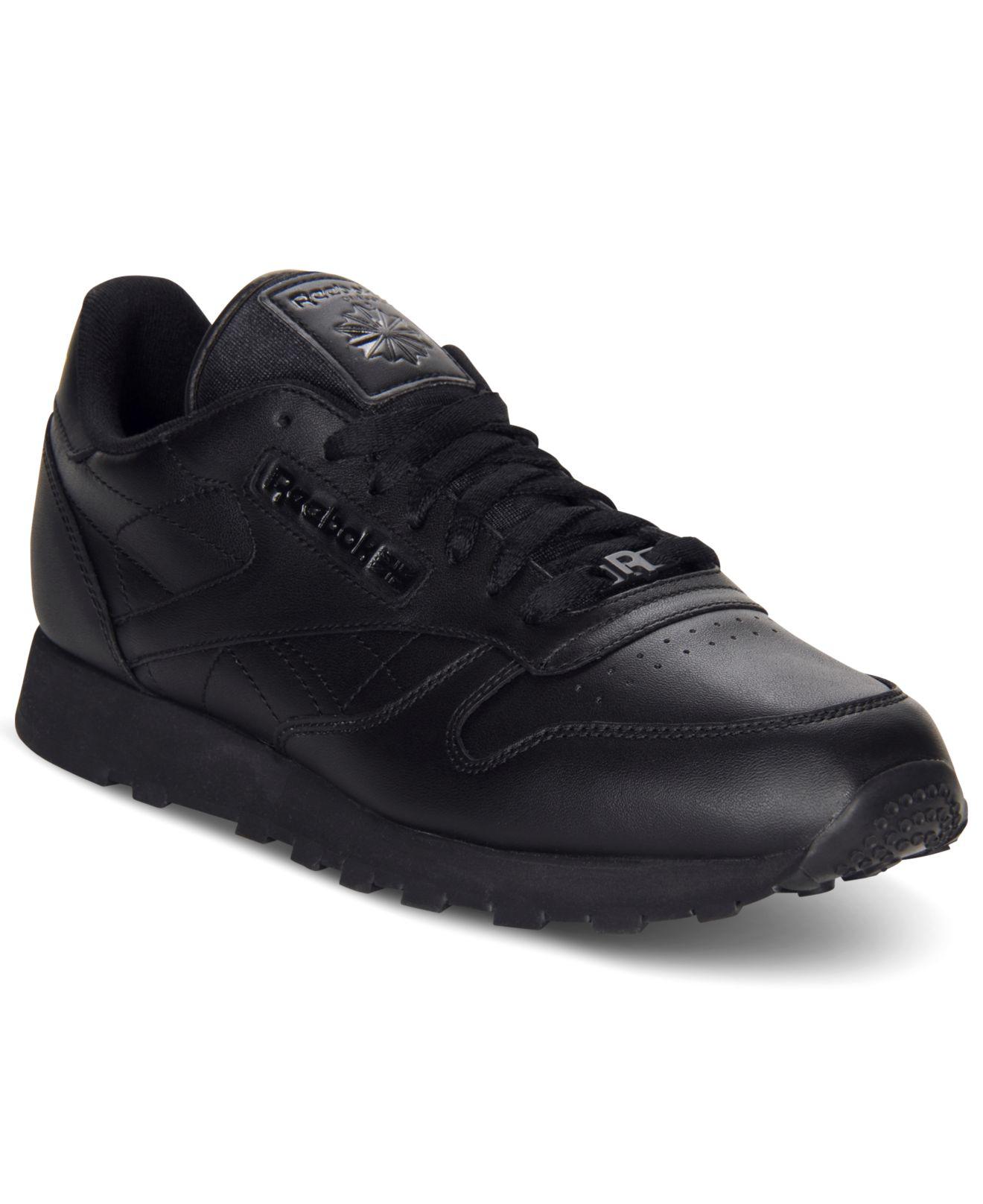 Reebok Men's Classic Leather Casual Sneakers From Finish Line in Black ...