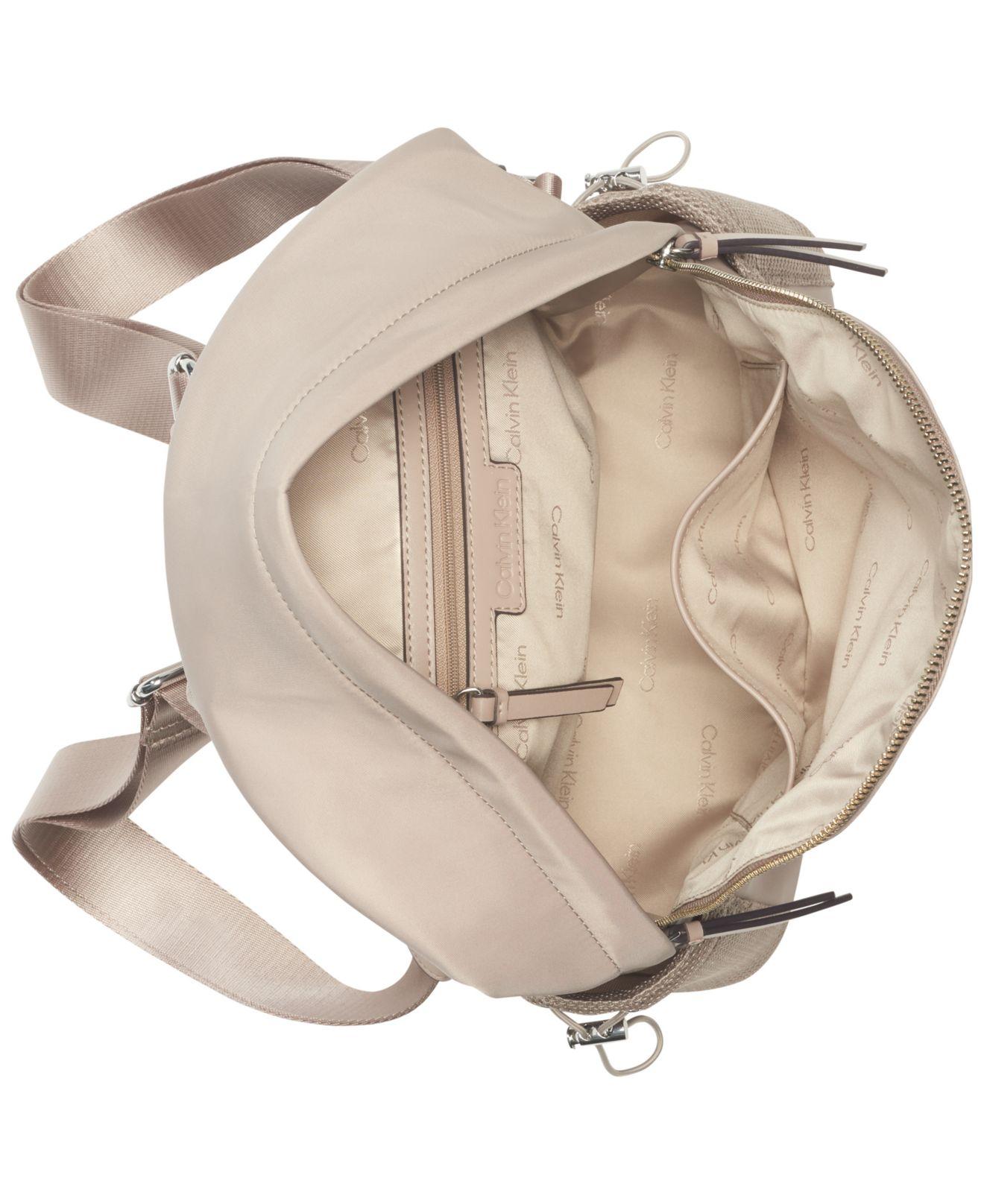 Calvin Klein Jessie Mesh Side Pocket Nylon Backpack in Natural | Lyst