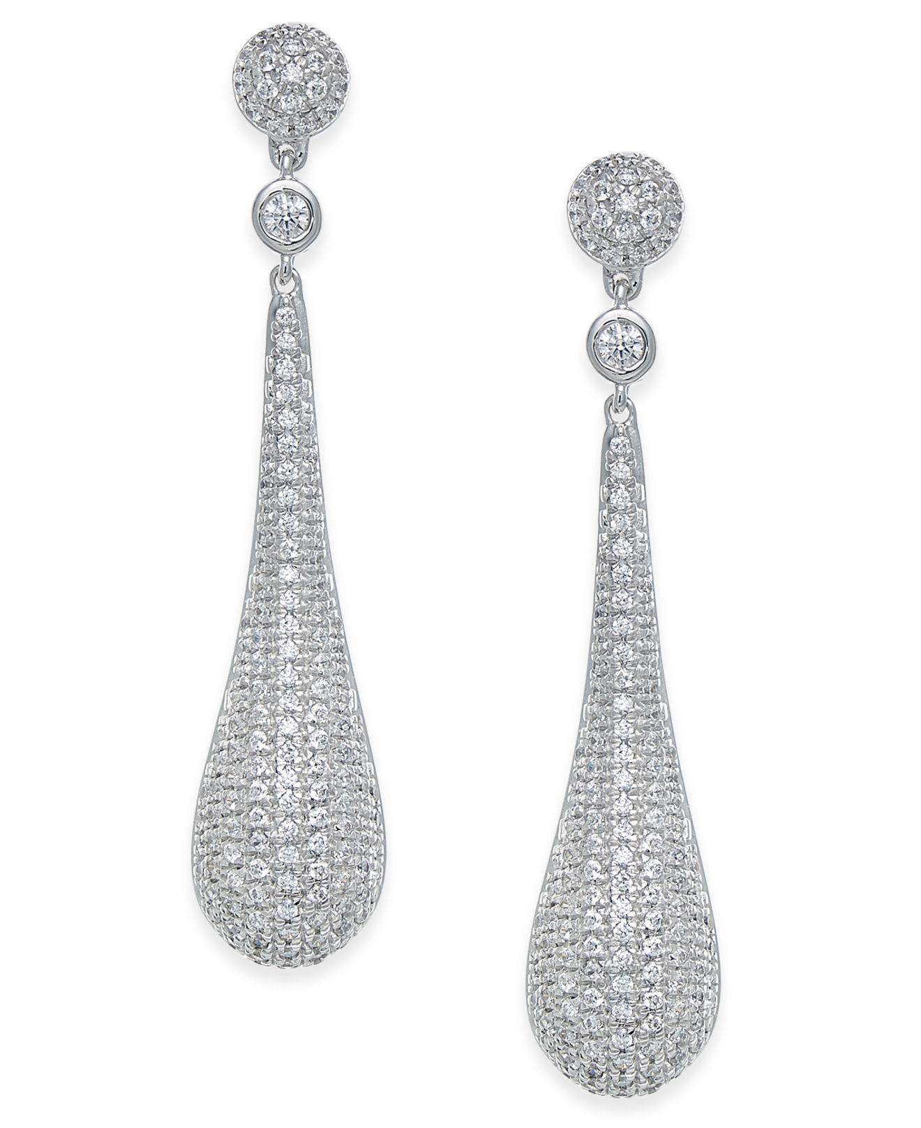 Lyst Macy S Diamond Pavé Drop Earrings 1 Ct T W In 14k White Macy S Women Diamond Pavé Drop Earrings