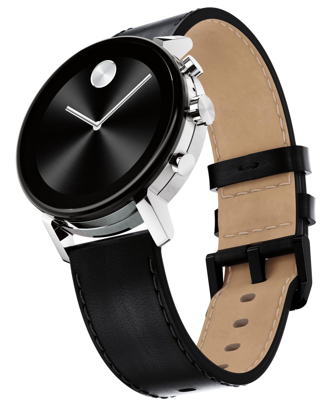 Movado Connect 2.0 Black Leather Strap Touchscreen Smart Watch 40mm Lyst