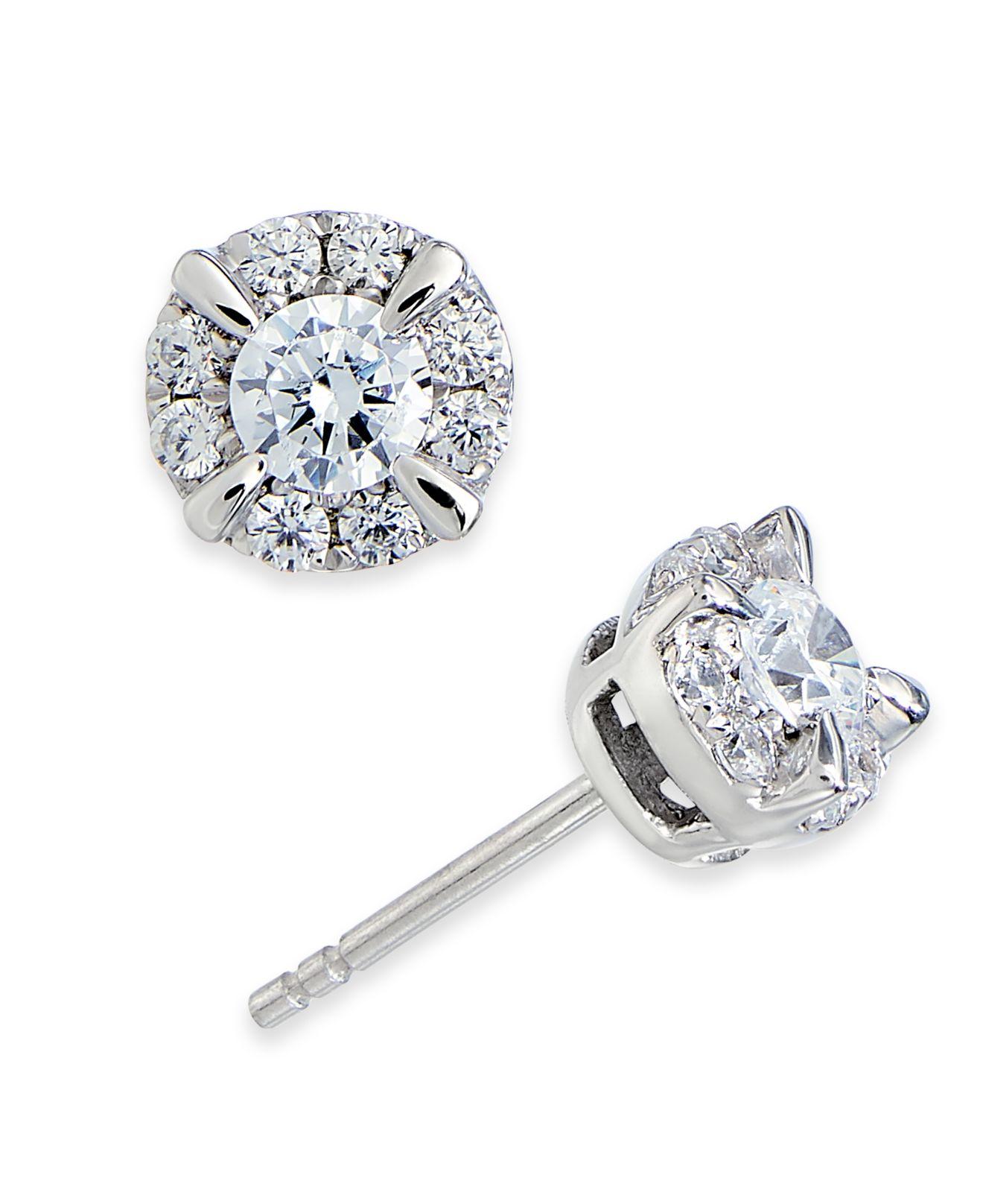  Macy s  Diamond Halo Stud  Earrings  1 2 Ct T w In 14k 