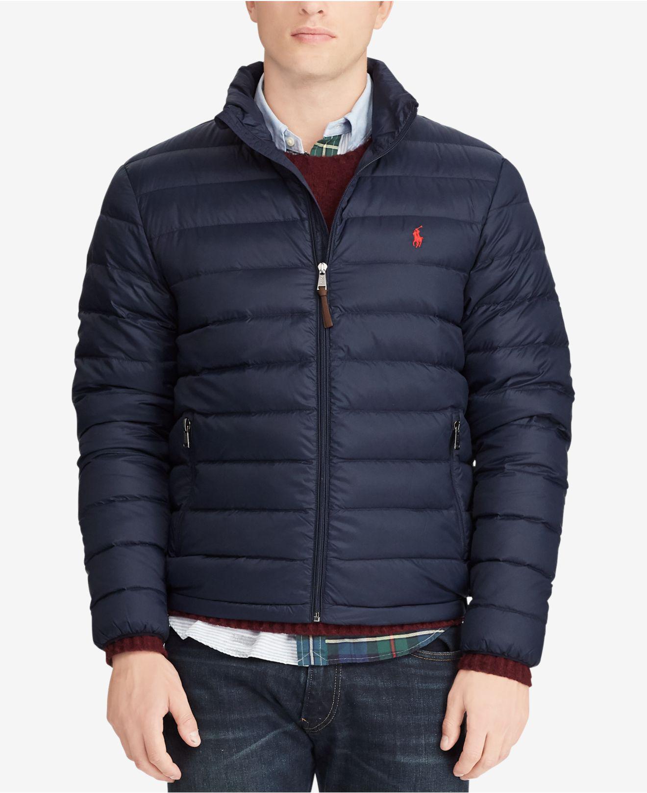 Polo Ralph Lauren Leather Packable Quilted Down Jacket in Blue for Men -  Lyst