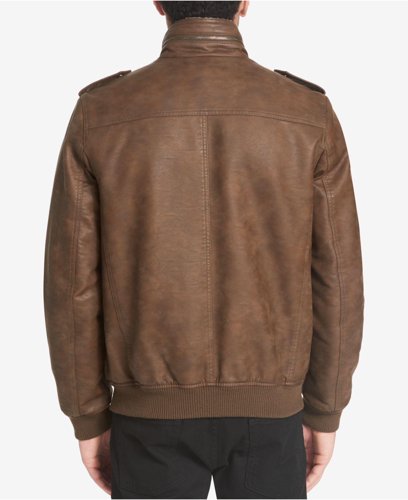 Levi's Faux-leather Aviator Bomber Jacket With Fleece Lining in Brown ...