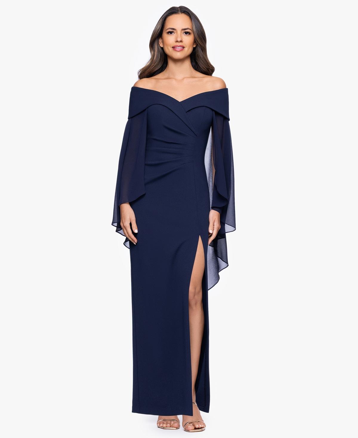 green emerald velvet dress Xscape Evenings Floral Off the Shoulder Dress 6341X main image 0