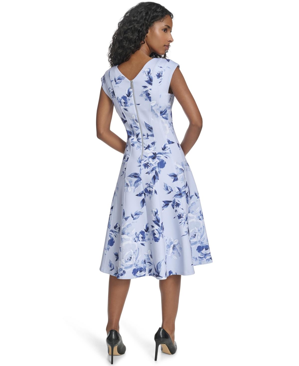blue and white calvin klein dress Women Casual Crewneck Short Sleeve Pockets Swing T-Shirt Dress