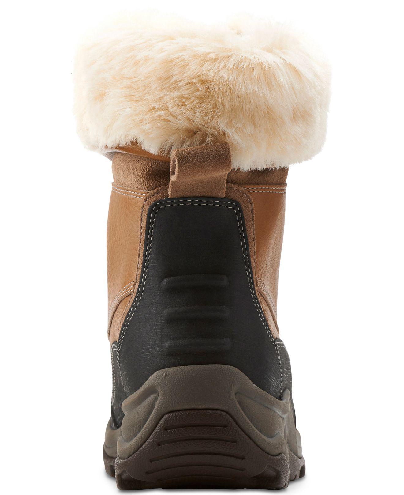 Clarks Leather Arctic Venture Faux-fur Cold Weather Boots in Camel Leather (Natural) - Lyst