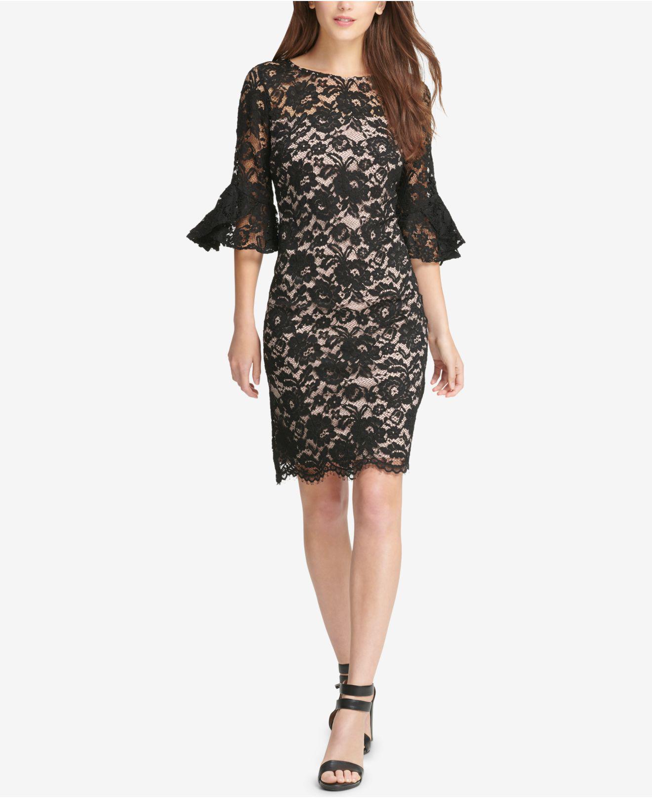 macy's black lace cocktail dress
