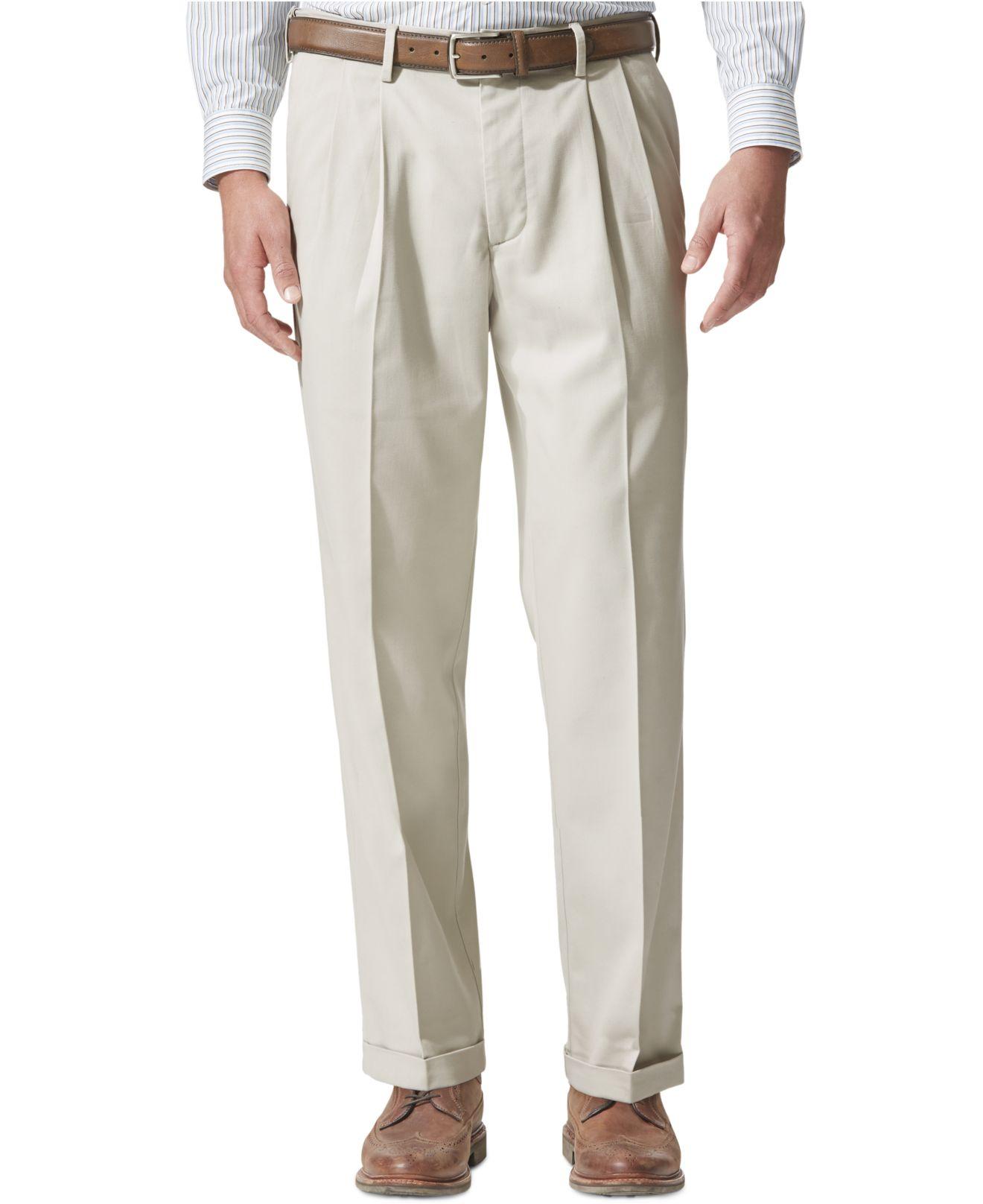 Dockers Cotton Comfort Relaxed Pleated Cuffed Fit Khaki Stretch Pants ...