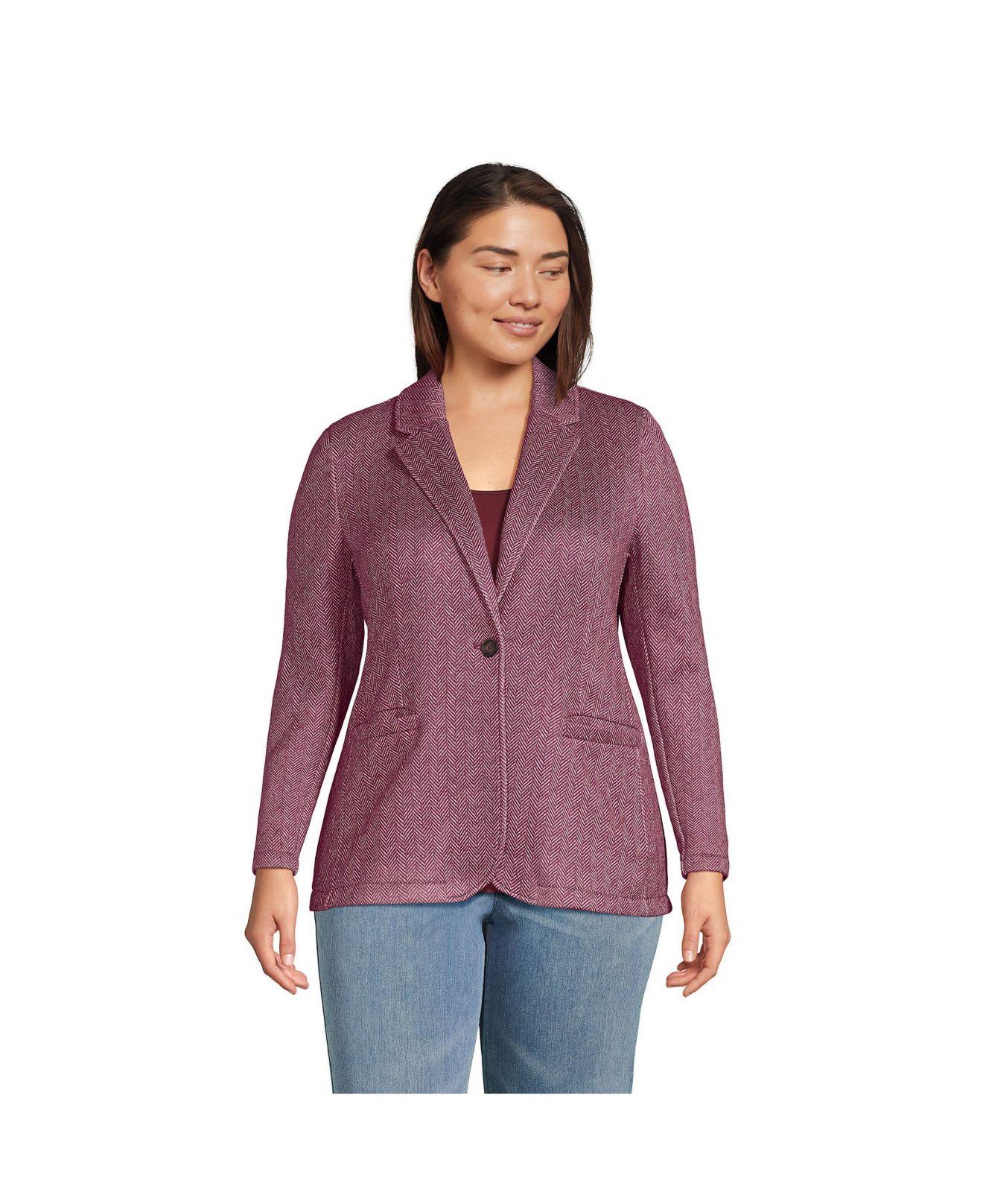 Lands' End Plus Size Sweater Fleece Blazer Jacket - The Blazer in Purple |  Lyst