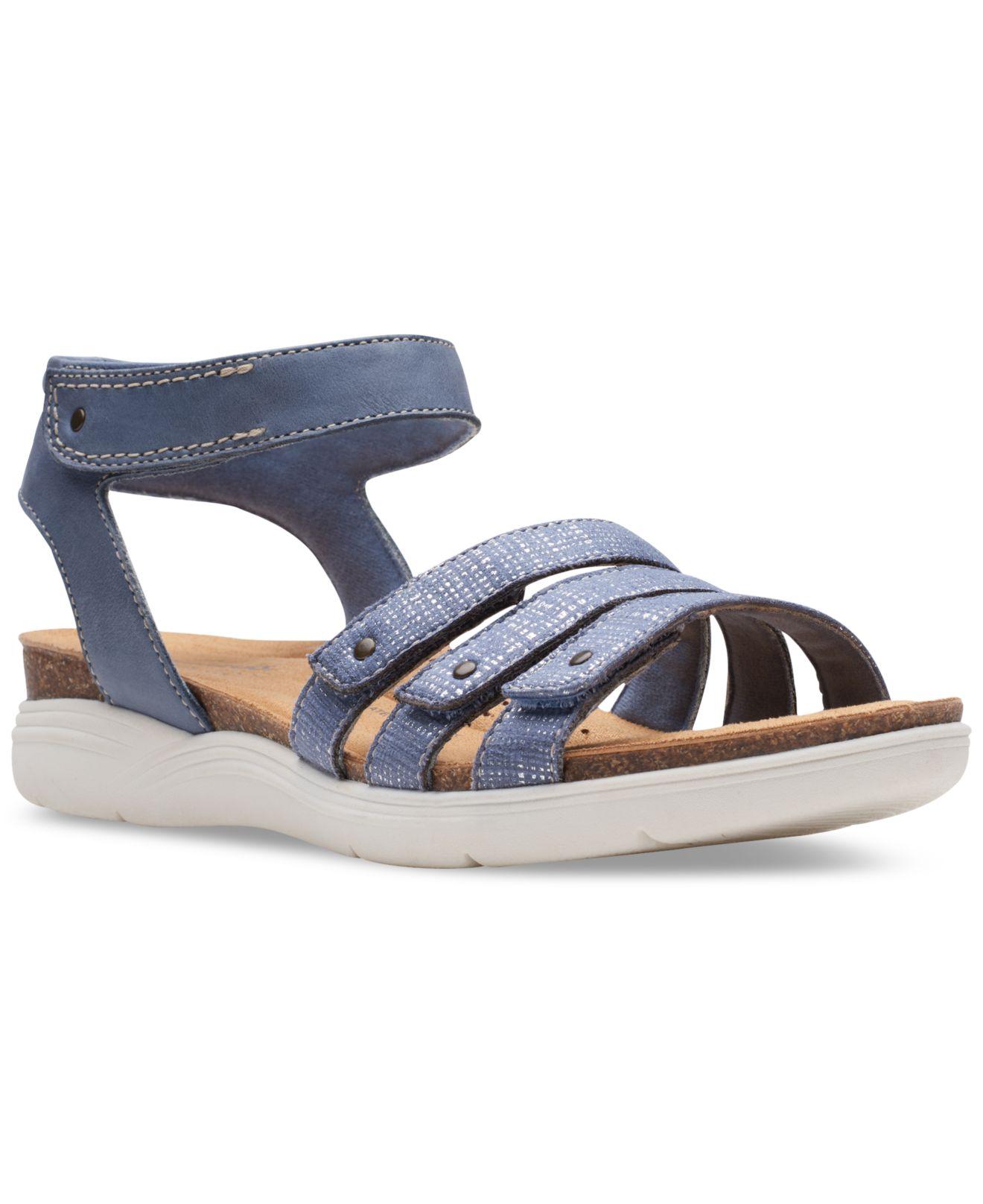 Clarks April Dove Studded-strap Comfort Sandals in Blue | Lyst