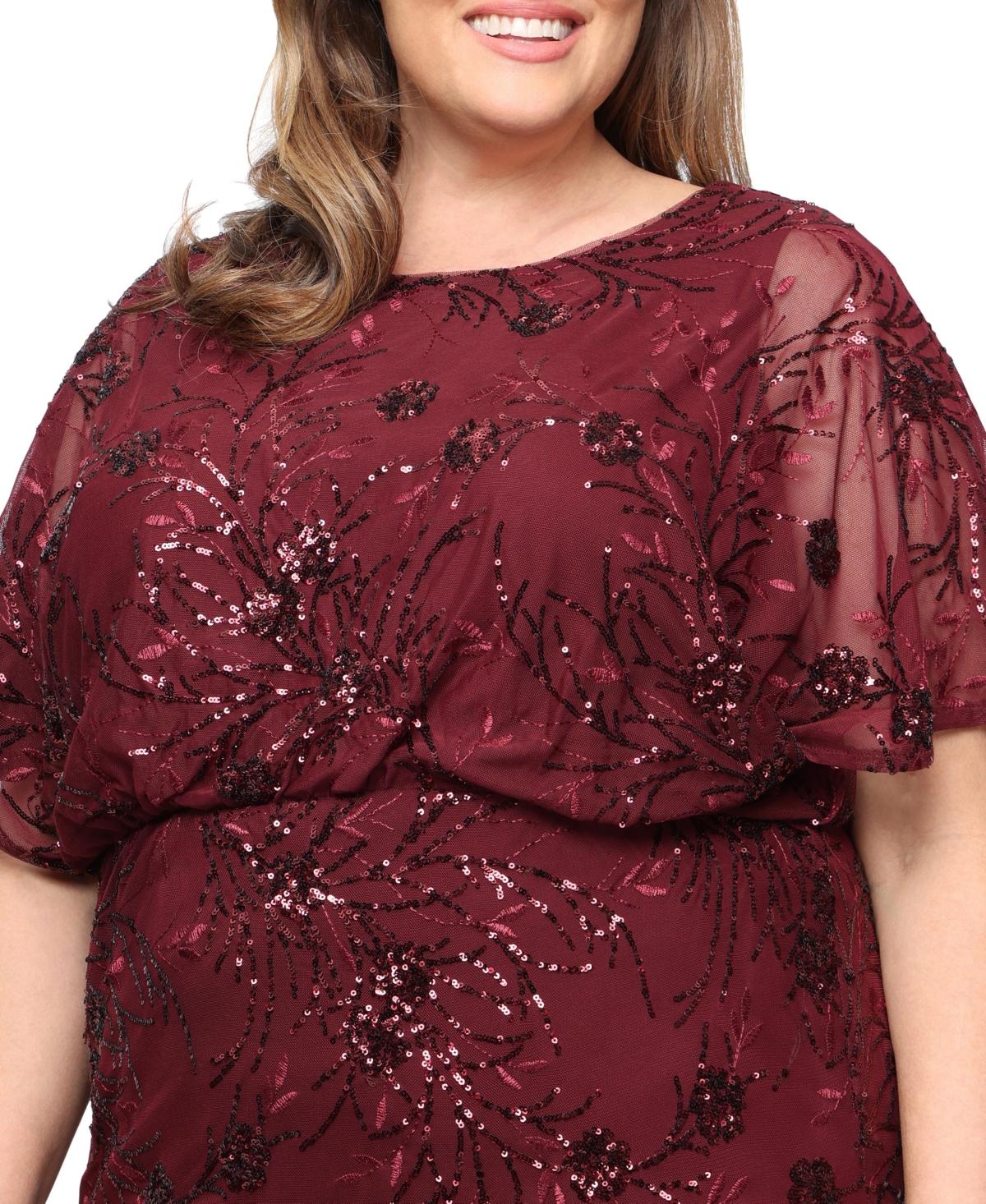 sl fashions round neck sequin dress Sl Fashions Plus Size Round-neck Blouson Sequin Dress in Green