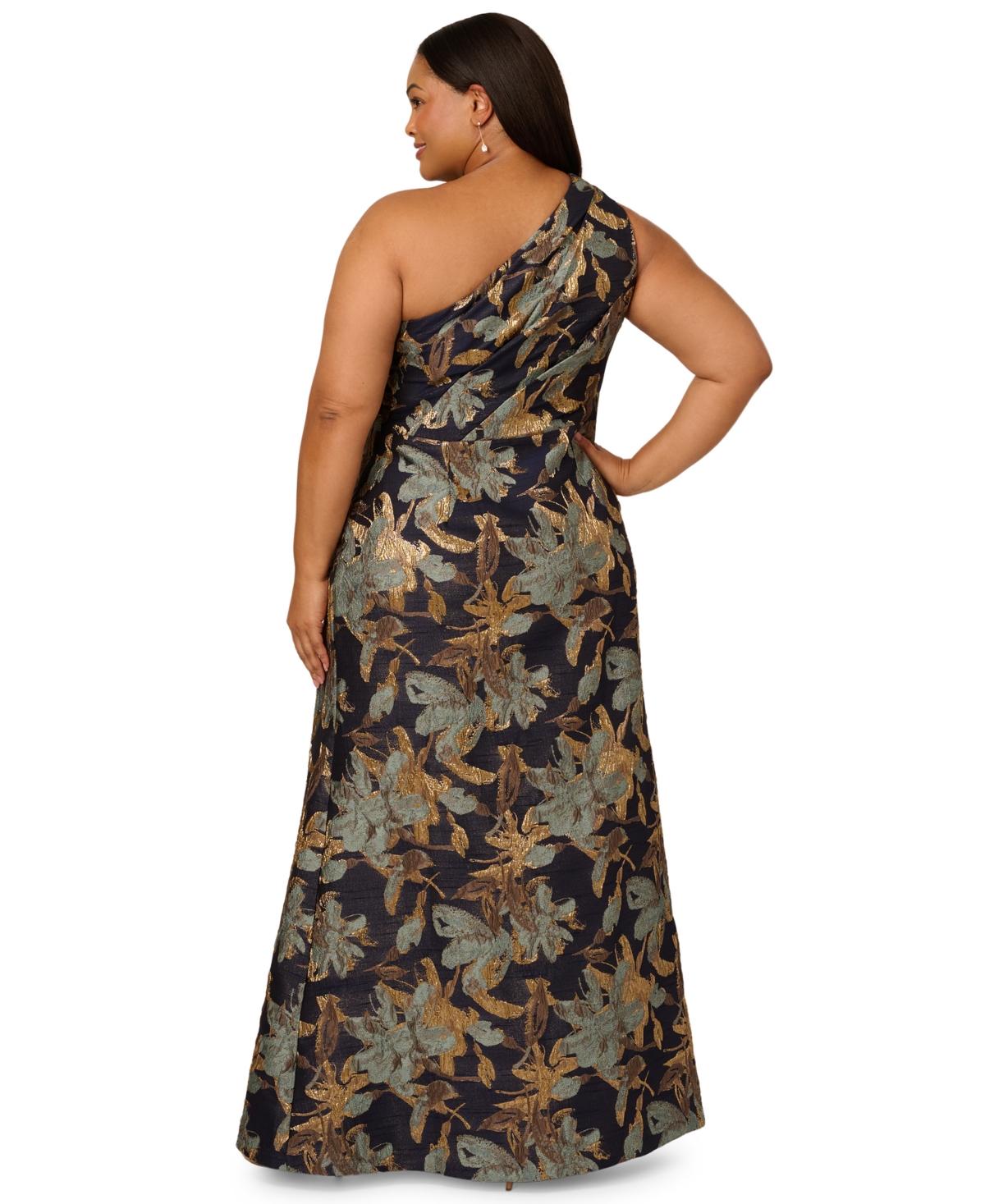 Adrianna Papell Plus Size Metallic Jacquard One-shoulder Long Dress | Lyst Adrianna Papell Plus Size Metallic Jacquard One-shoulder Long Dress | Lyst