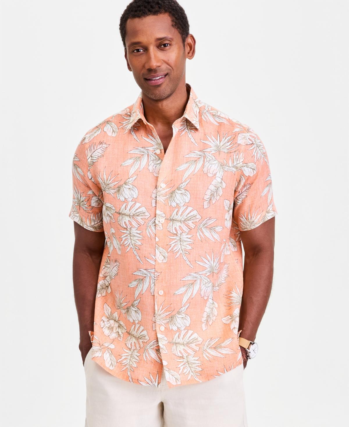 macys mens dress shirts short sleeve Men's Tom Baine Slim Fit Performance Short Sleeve Geometric Button Down, Pink, Large