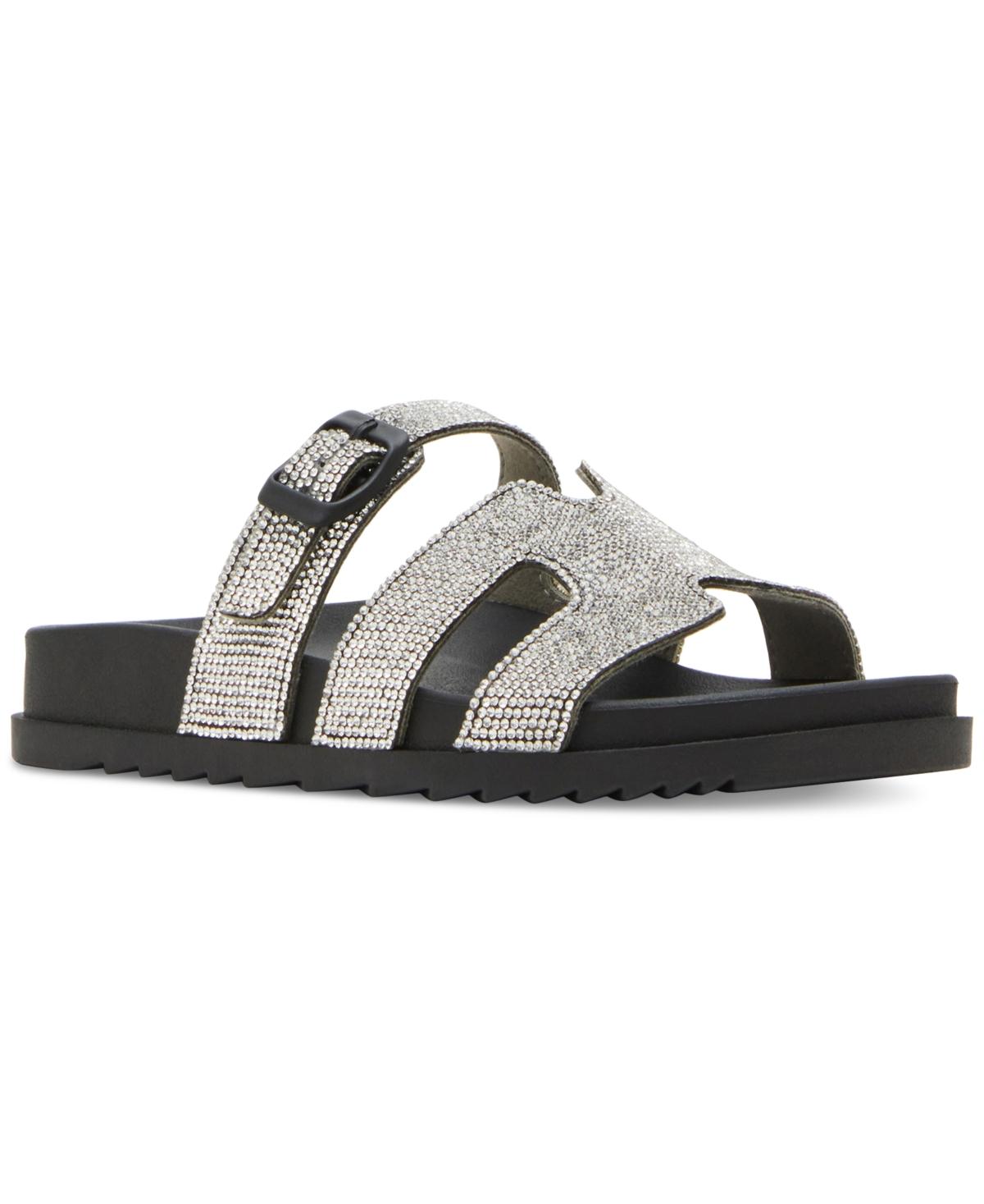 Madden Girl Darling Rhinestone Embellished Footbed Slide Sandals in Brown Lyst