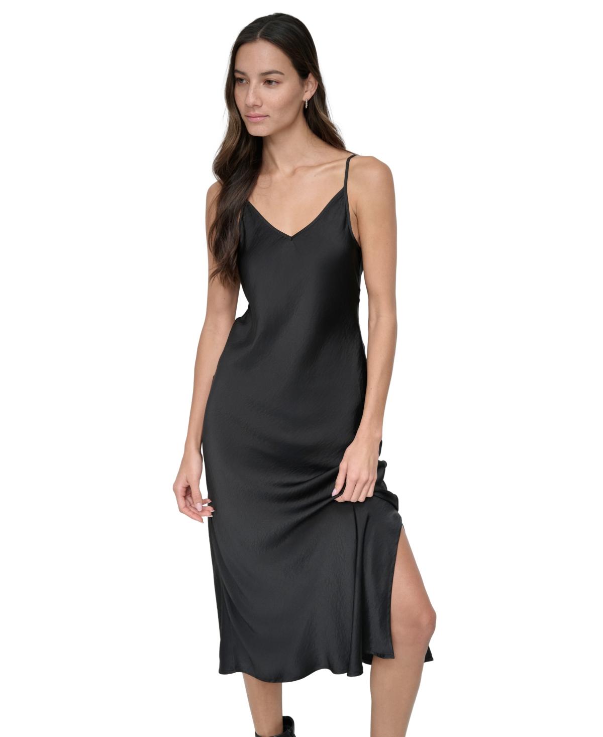 DKNY Washer Satin Bias Slip Dress in Black Lyst