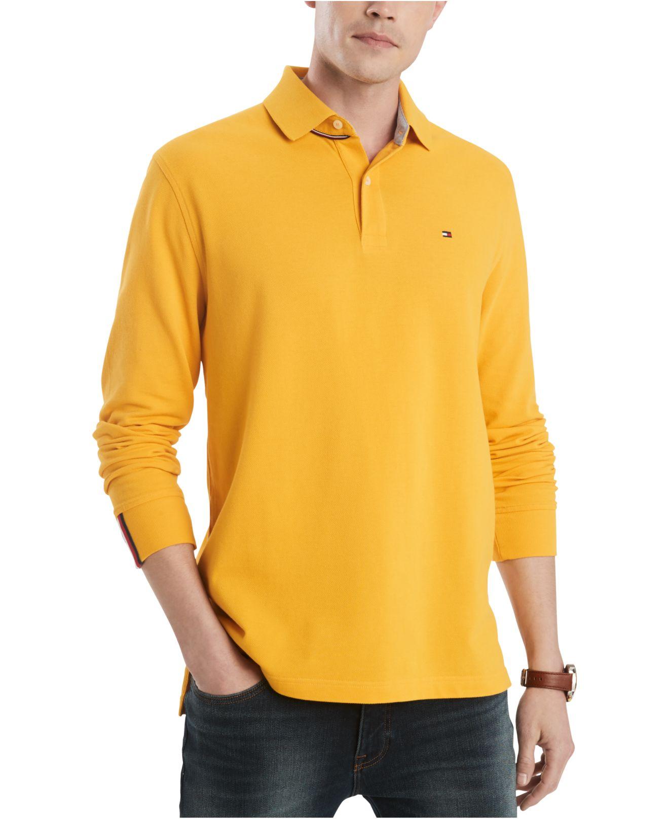 Tommy Hilfiger Cotton Long Sleeve Polo Shirt In Classic Fit in Yellow