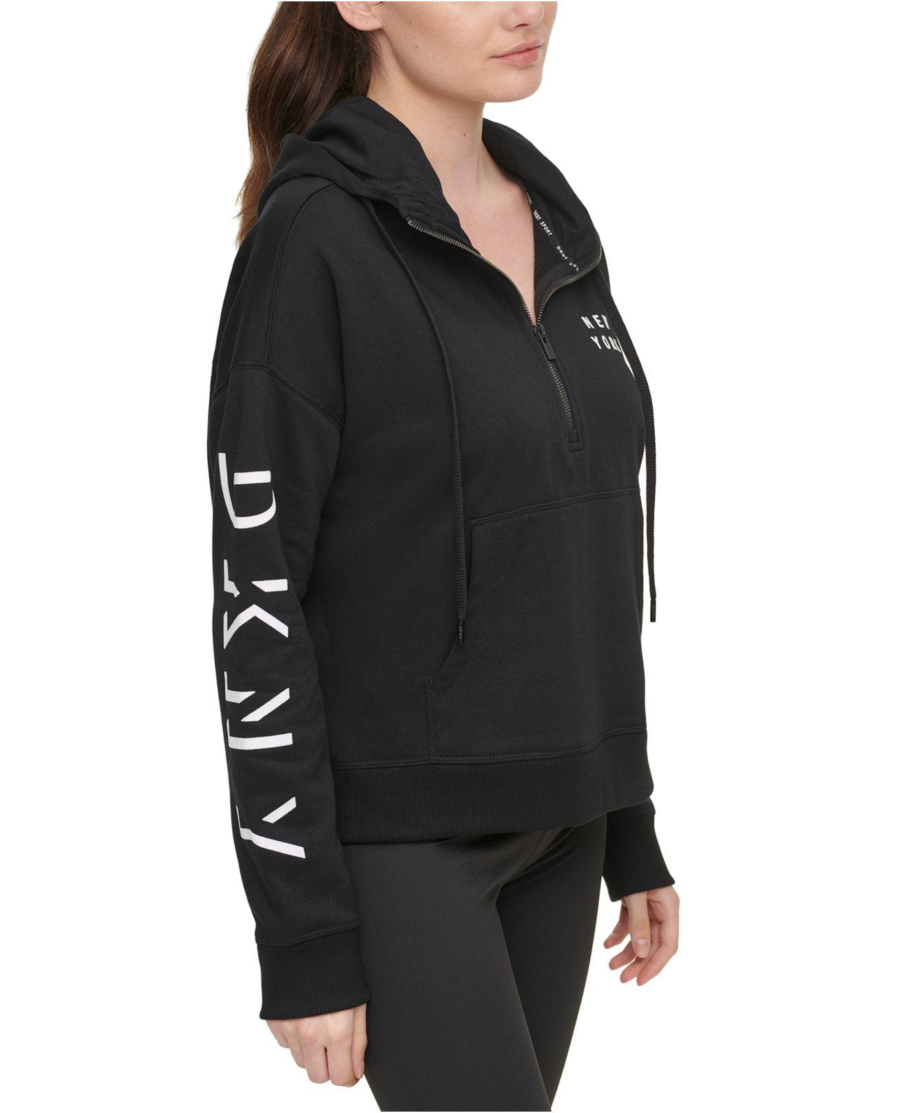 DKNY Sport Cotton Logo Halfzip Hoodie in Black Lyst