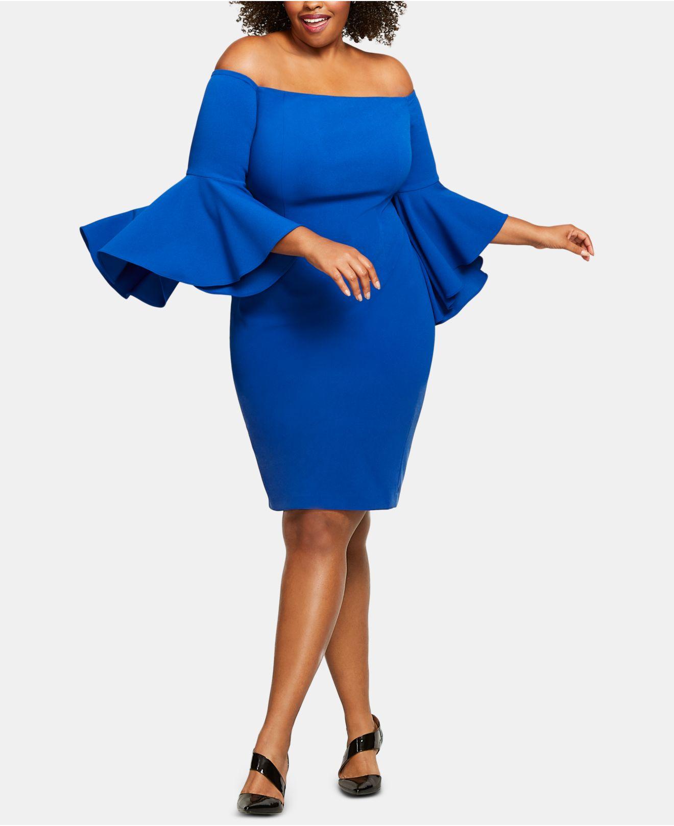 calvin klein off the shoulder crepe dress