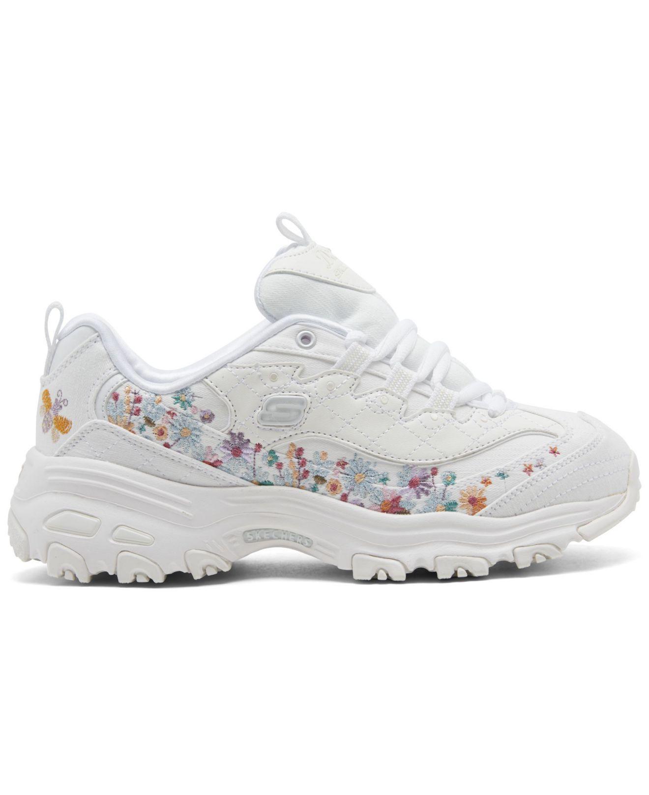 Skechers D'lites - Floral Motion Walking Sneakers From Finish Line in White  | Lyst