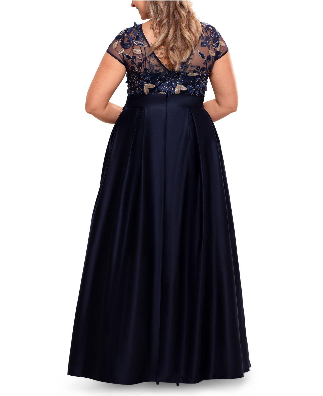 Xscape Plus Size Illusion-top Ballgown in Blue | Lyst