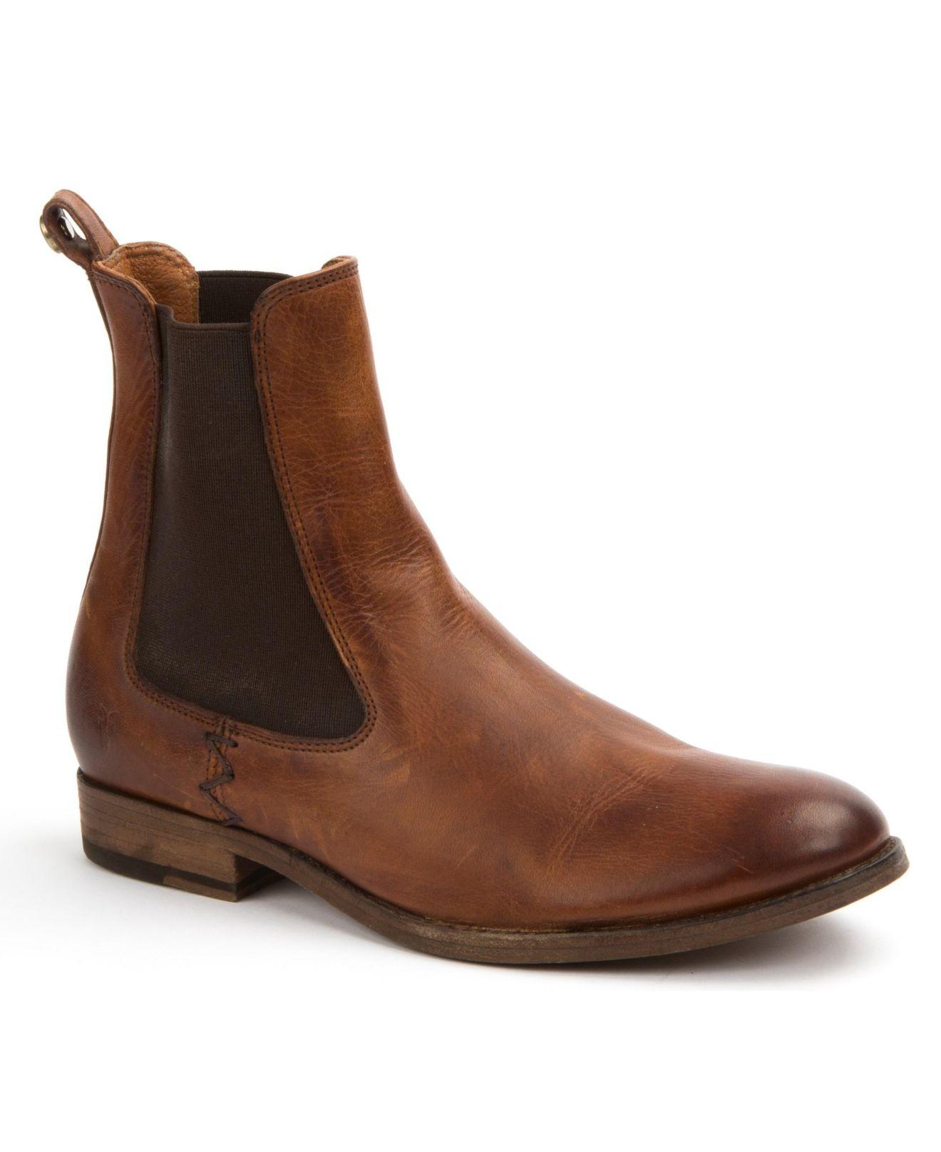 Frye Melissa Chelsea Leather Boots in Cognac (Brown) - Lyst