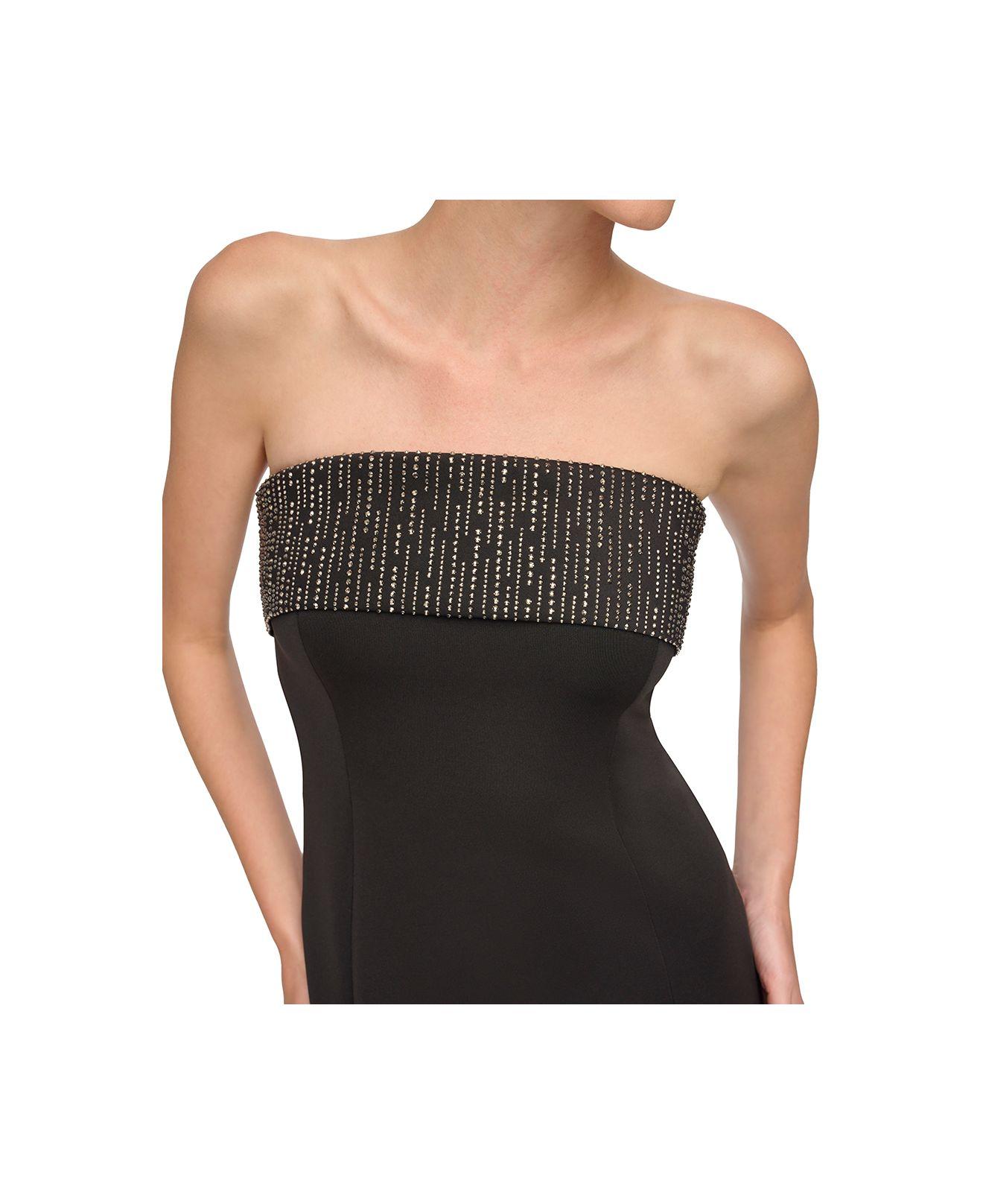 Calvin Klein Embellished overlay Strapless Gown in Black Lyst