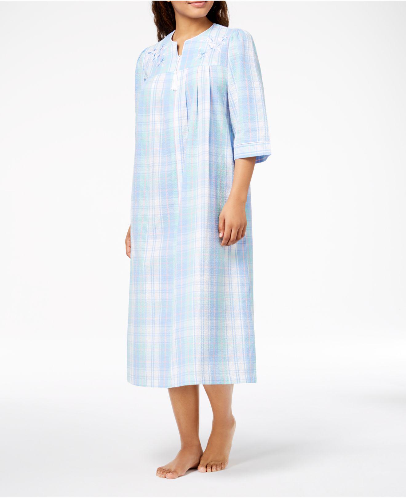 Miss Elaine Cotton Woven Plaid Robe in Blue - Lyst