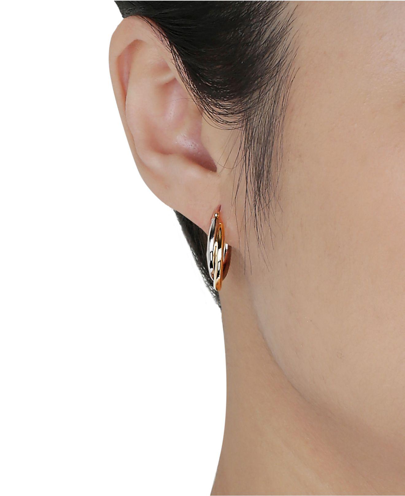 Macy's Tri-Color Decorative Hoop Earrings in 10k White, Yellow, and Rose  Gold - Macy's