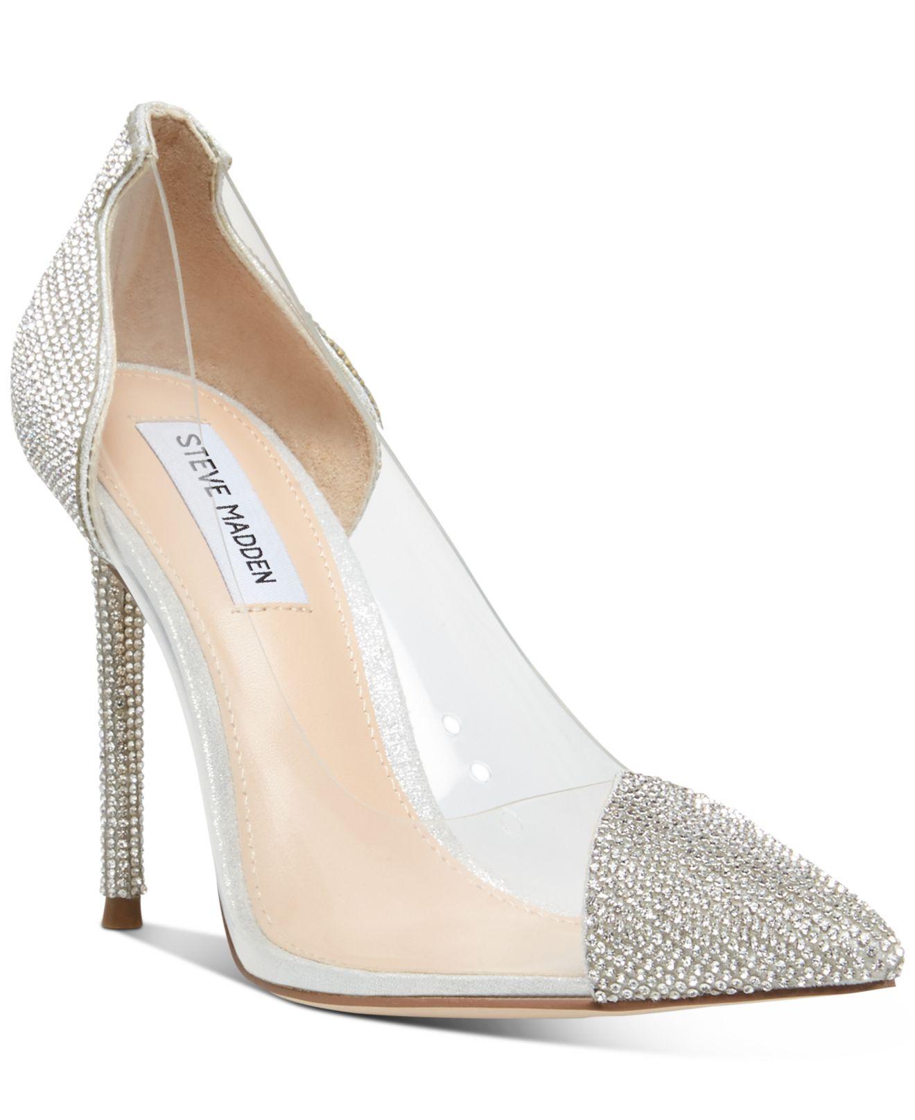 Steve Madden Malibu-r Rhinestone Embellished Clear Pumps | Lyst