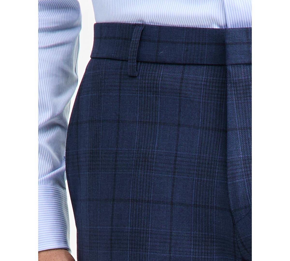 tommy hilfiger men's modern-fit th flex stretch plaid dress pants Tommy Hilfiger Men's Blue Modern-Fit Flex Stretch Plaid Dress Pants Size 34W 34L